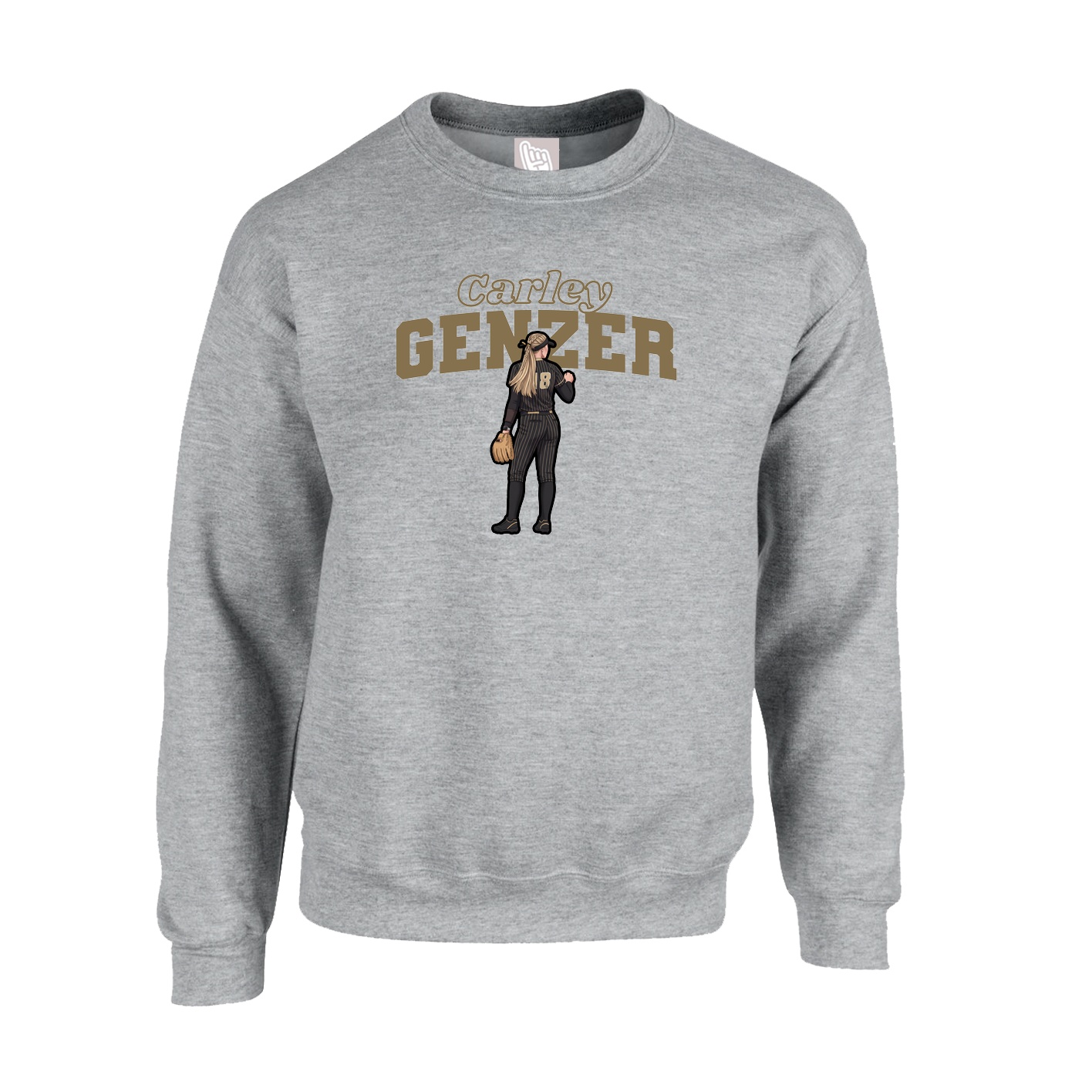 Fleece Crew — Name Arch in Grey