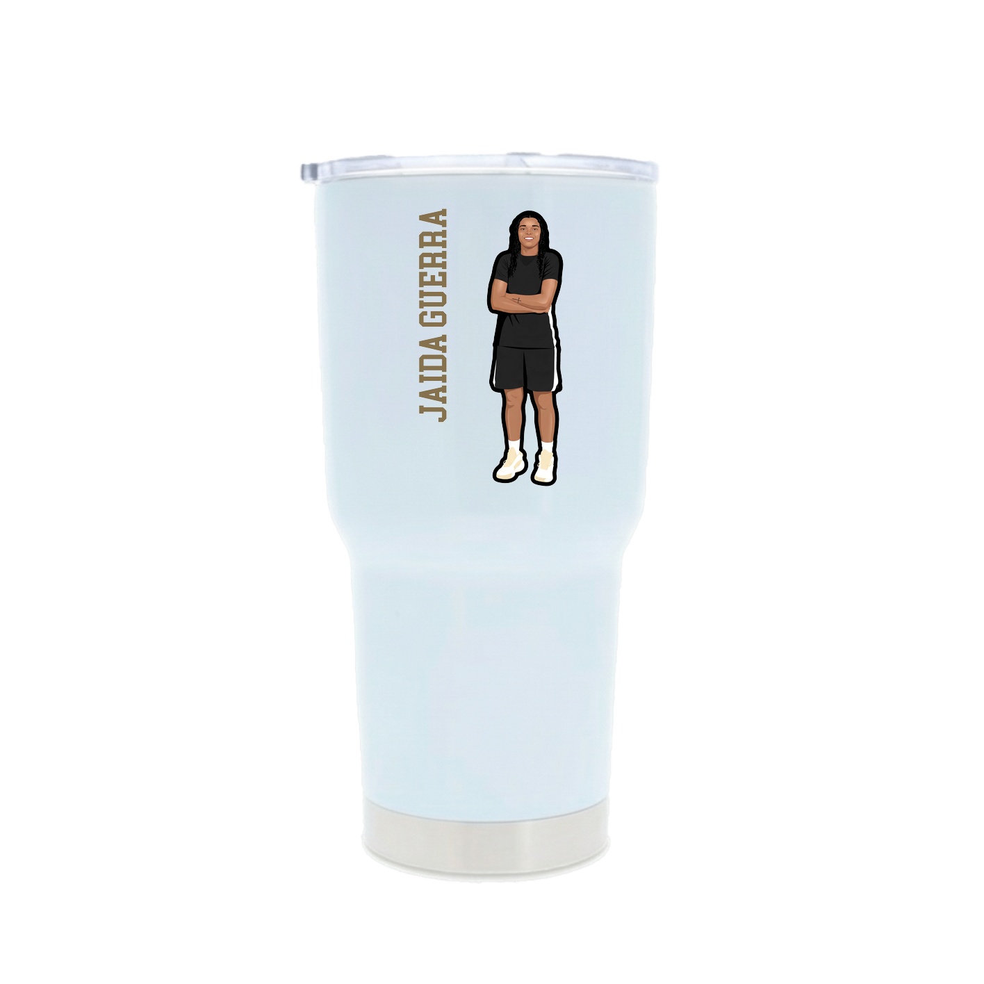 30oz Stainless Steel Tumbler — Name Vertical in White