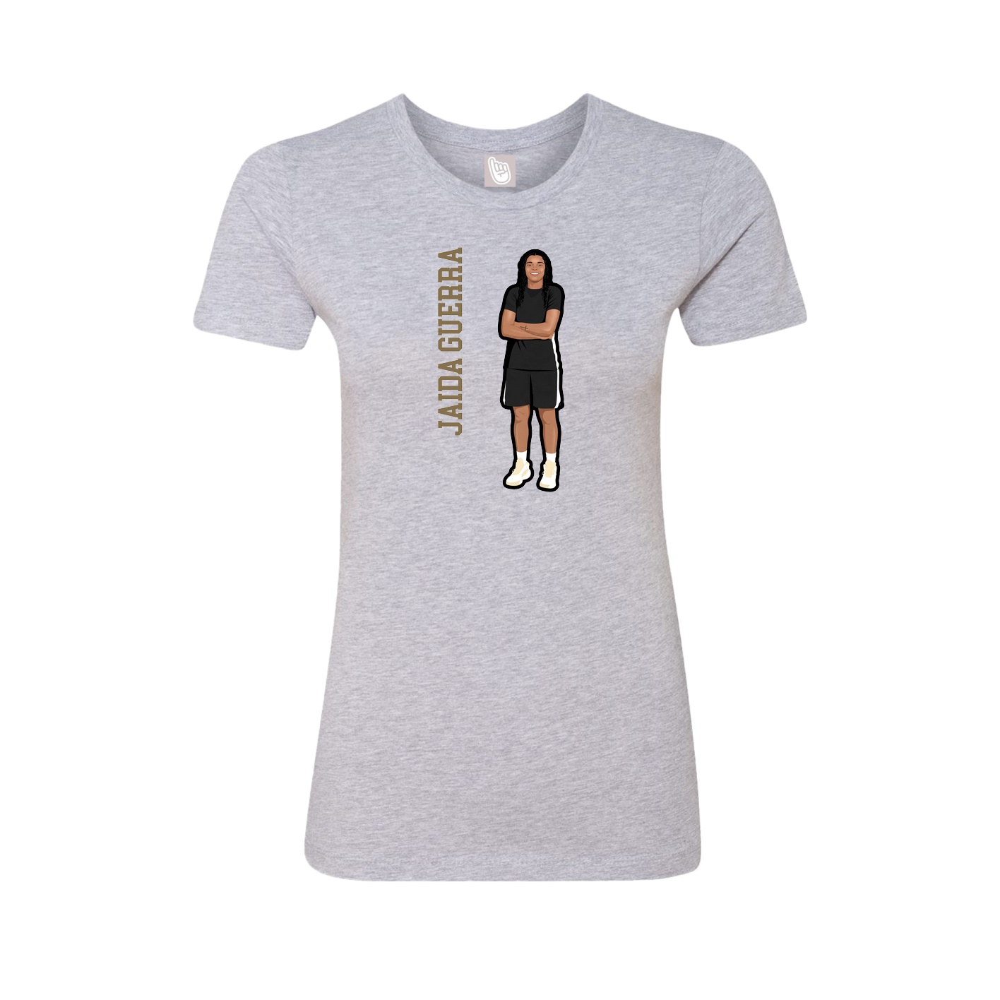 Fitted Women's Tee — Name Vertical in Grey
