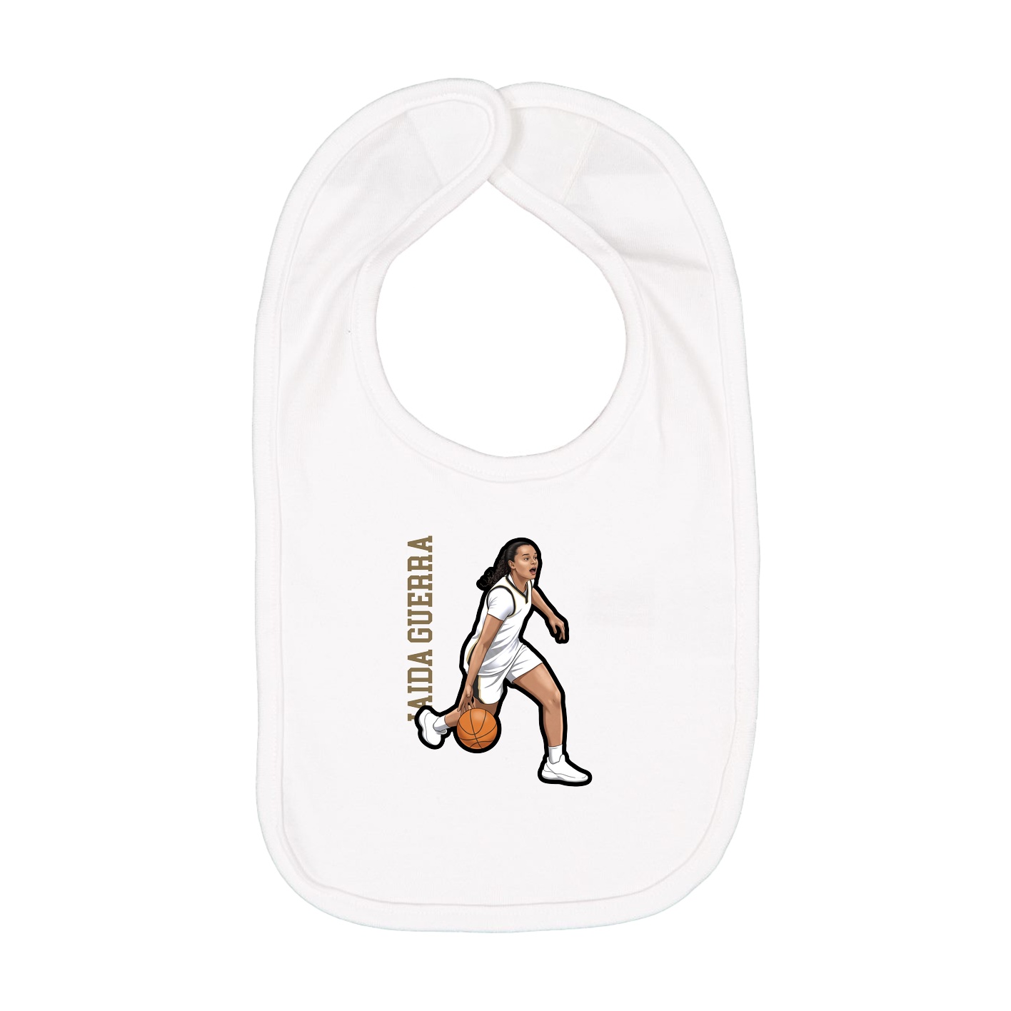 Infant Bib — Name Vertical in White