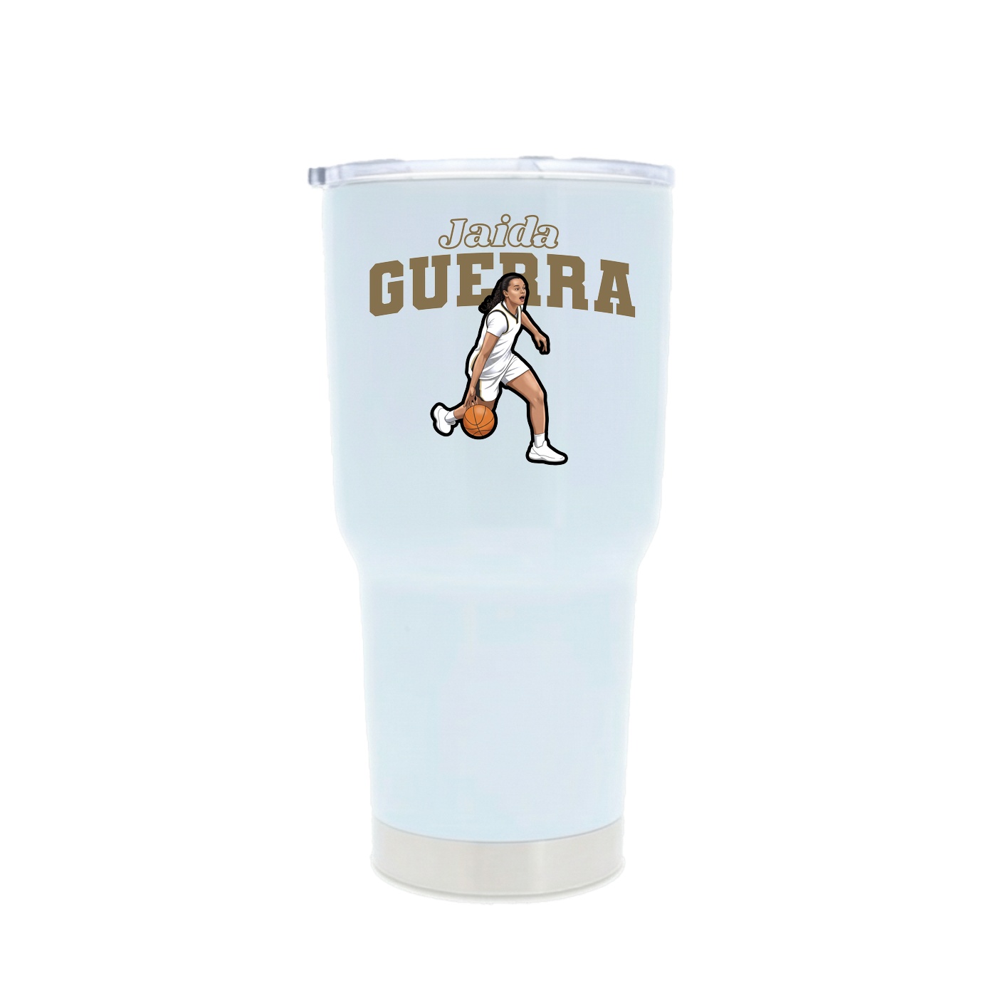 30oz Stainless Steel Tumbler — Name Arch in White