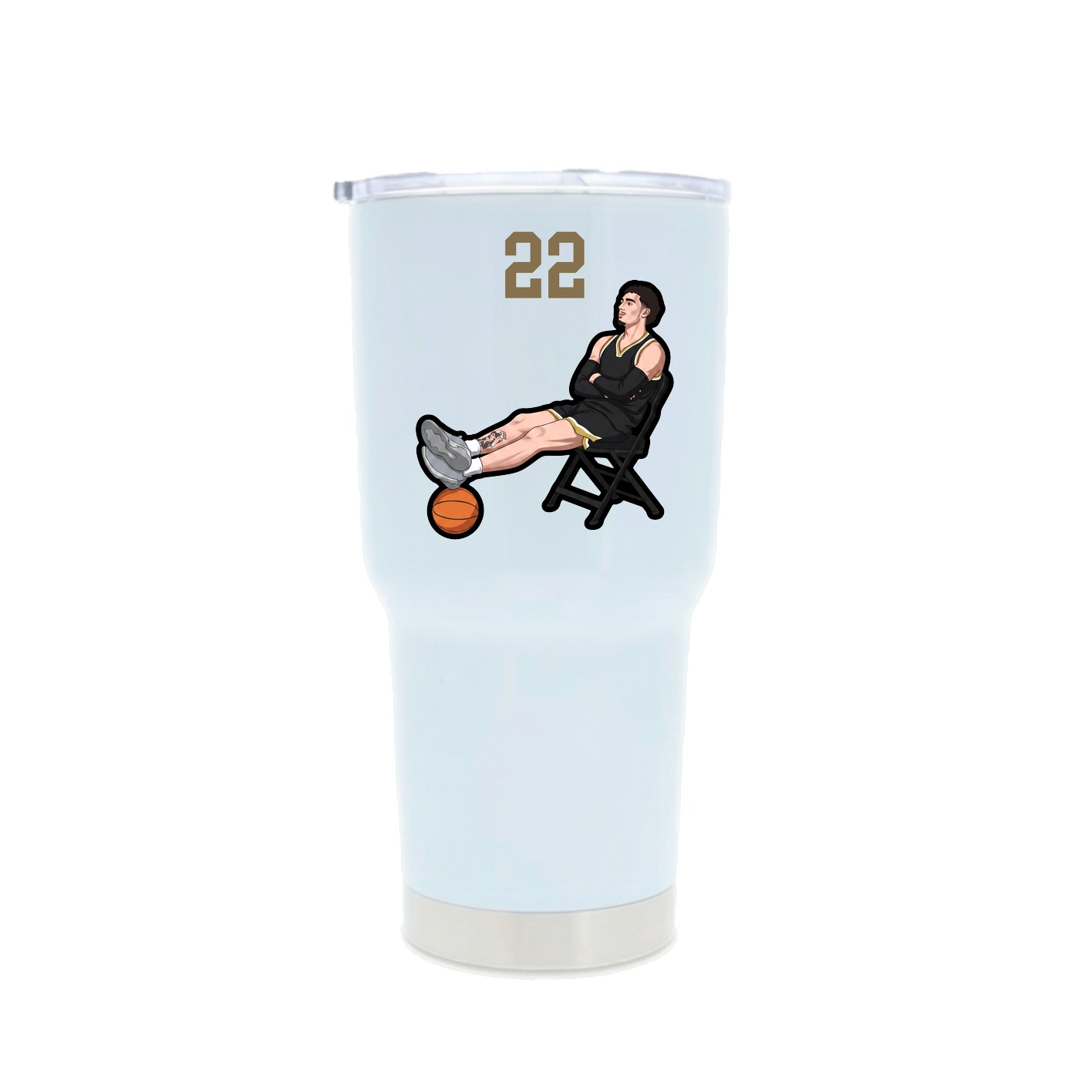 30oz Stainless Steel Tumbler — Number Top in White