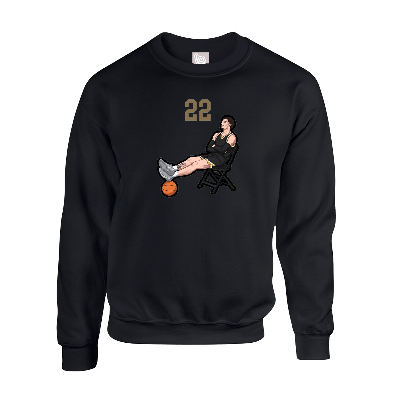 Fleece Crew — Number Top in Black