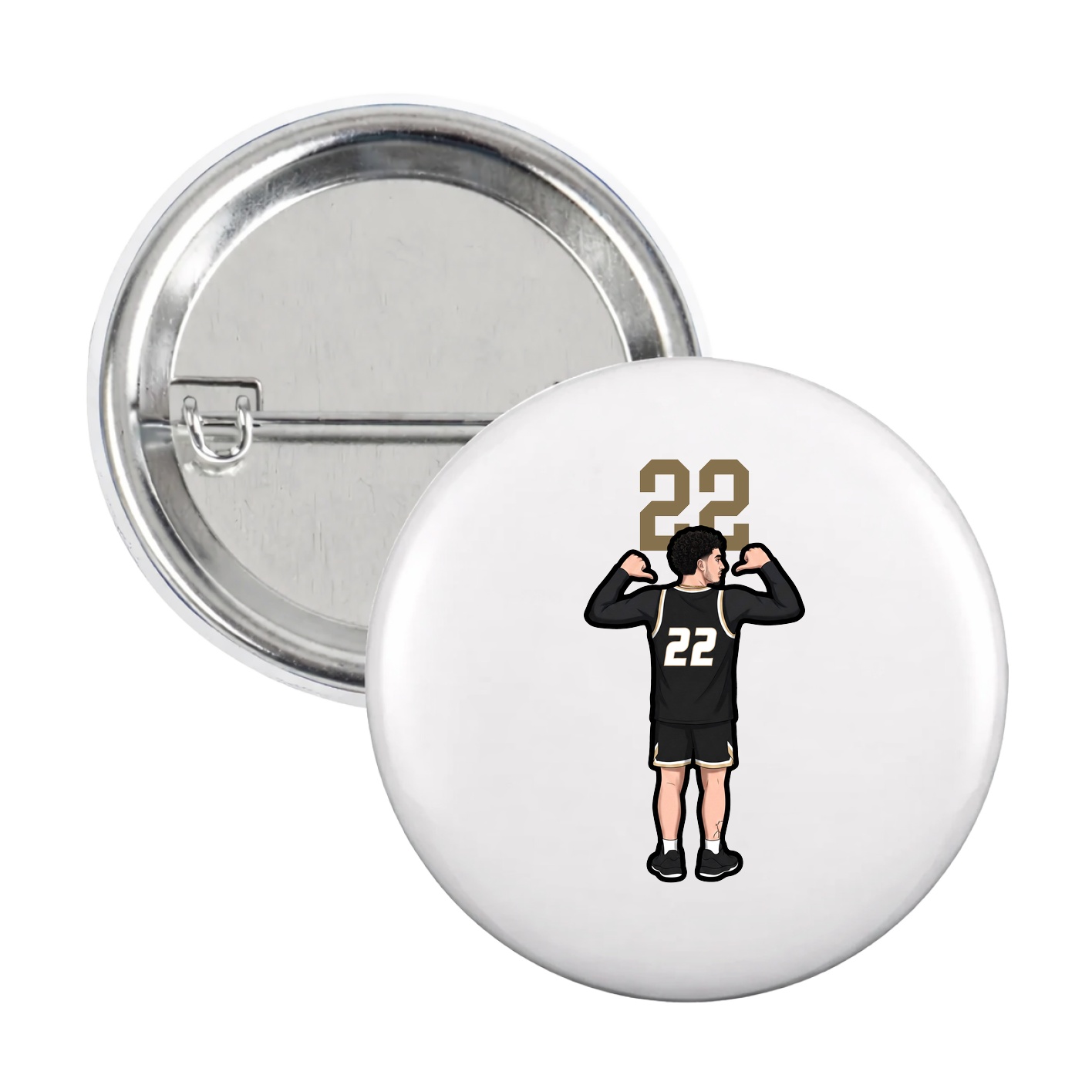 Game Day Button — Number Top in White