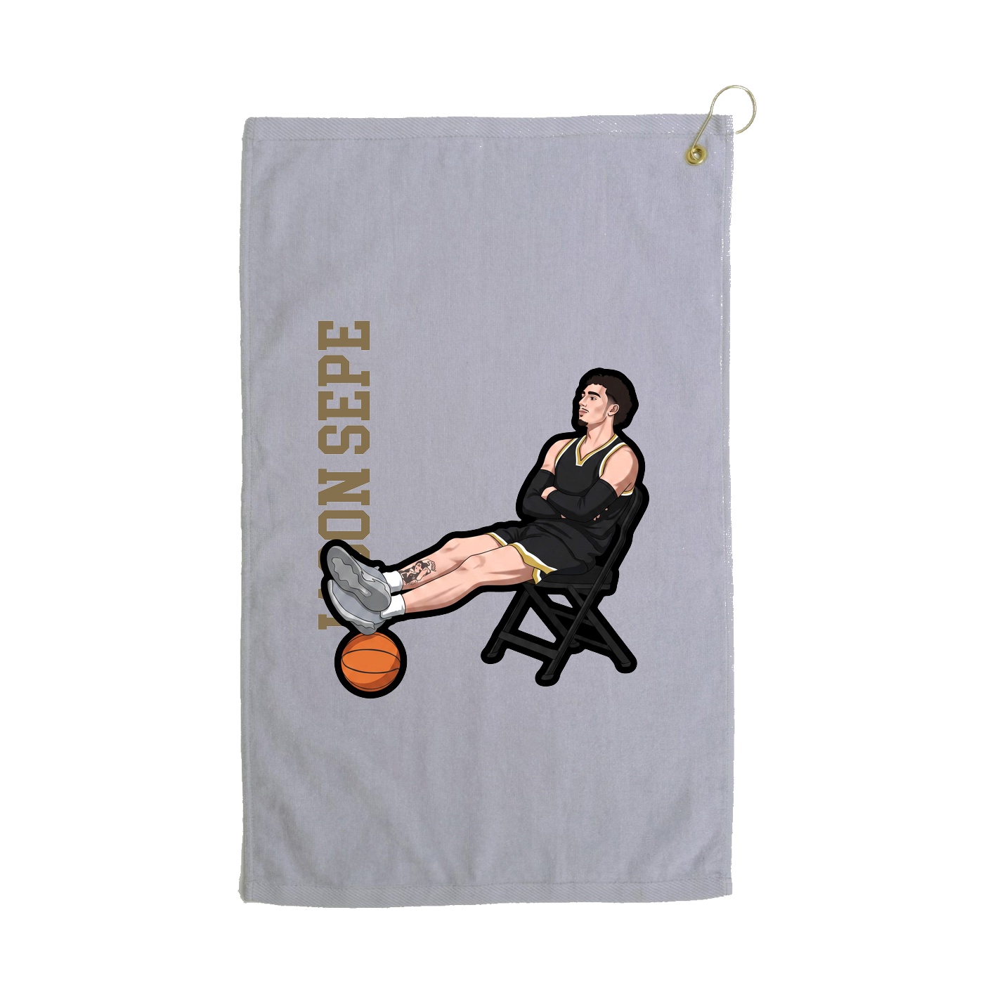 Golf Towel — Name Vertical in Grey