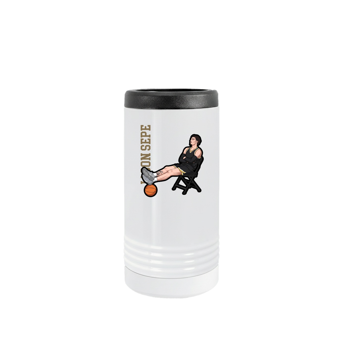 Slim Beverage Holder — Name Vertical in White