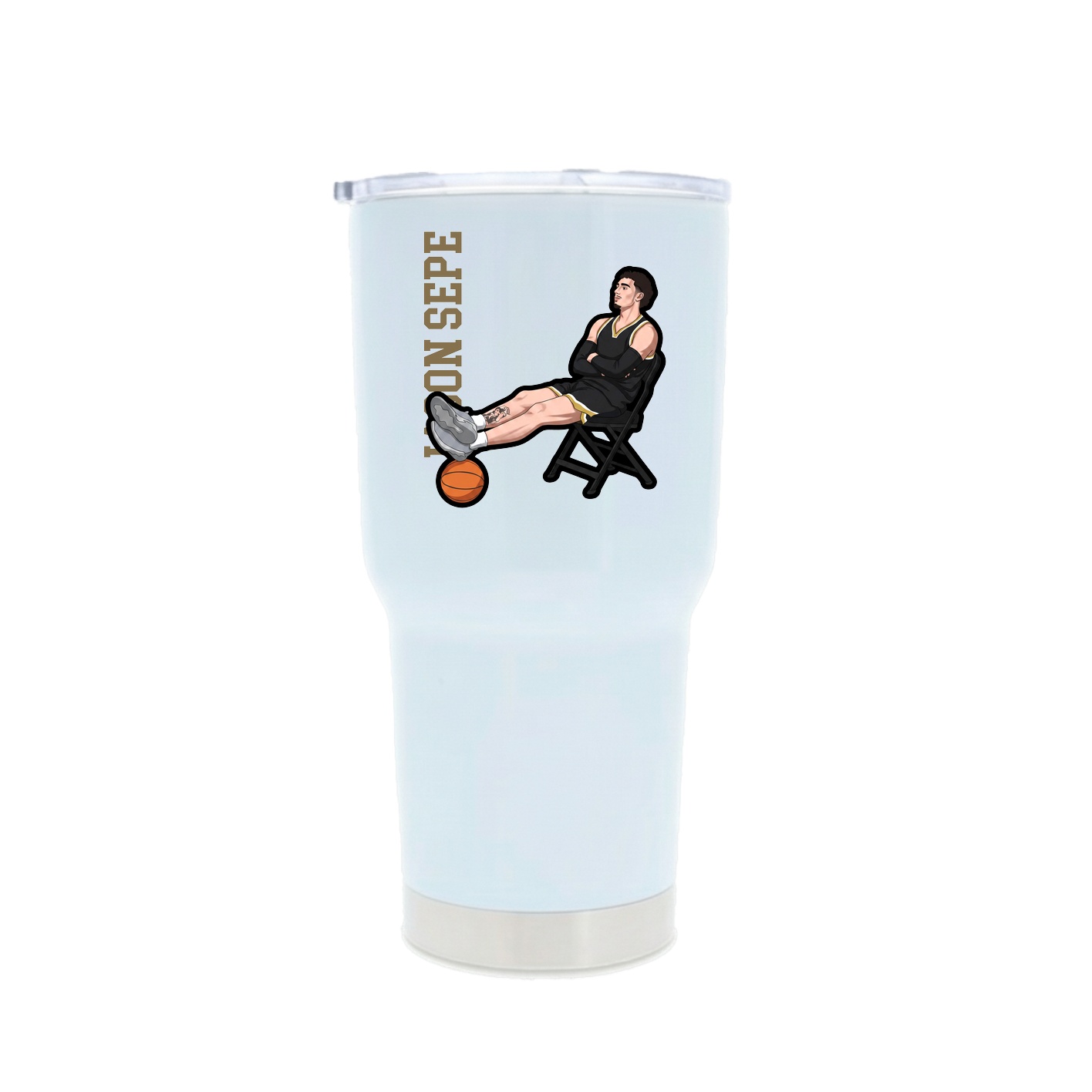 30oz Stainless Steel Tumbler — Name Vertical in White