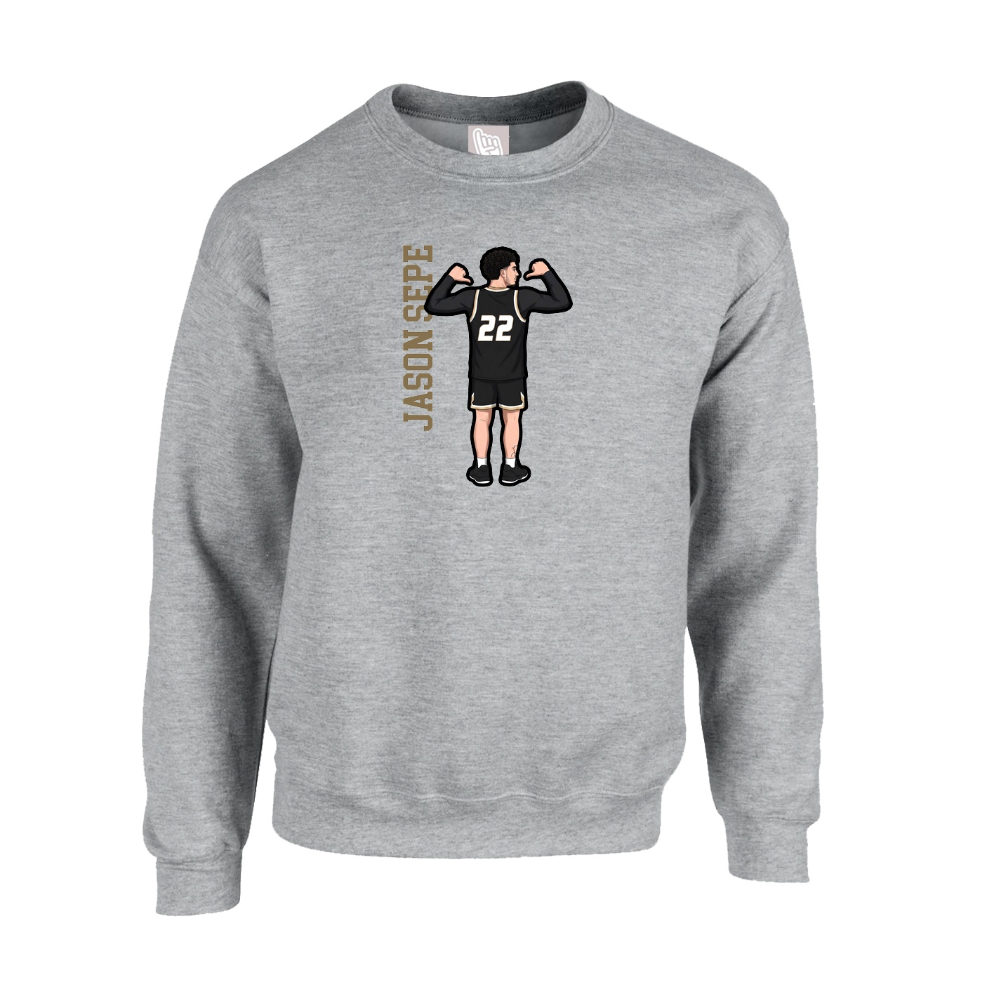 Fleece Crew — Name Vertical in Grey