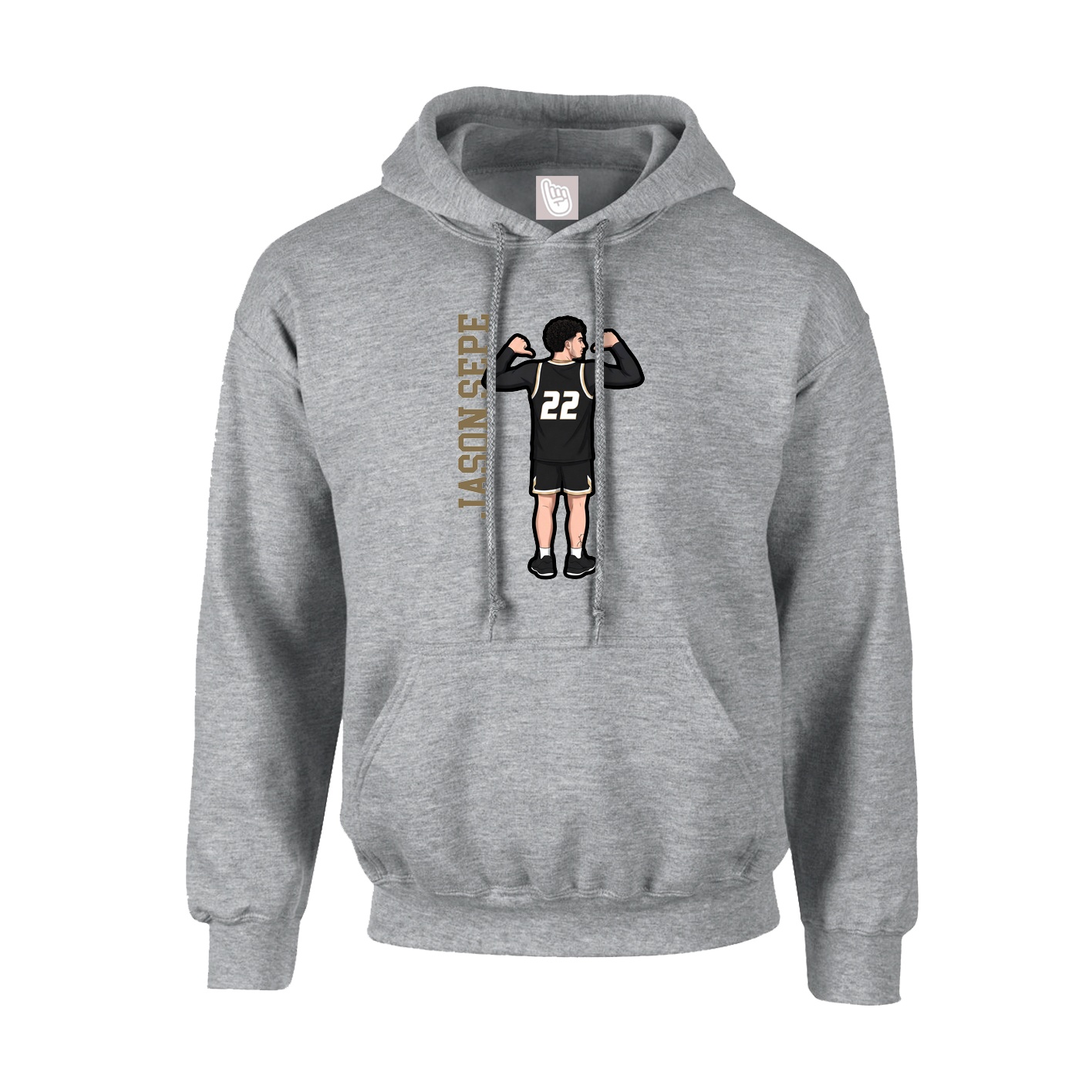 Youth Hoodie — Name Vertical in Grey