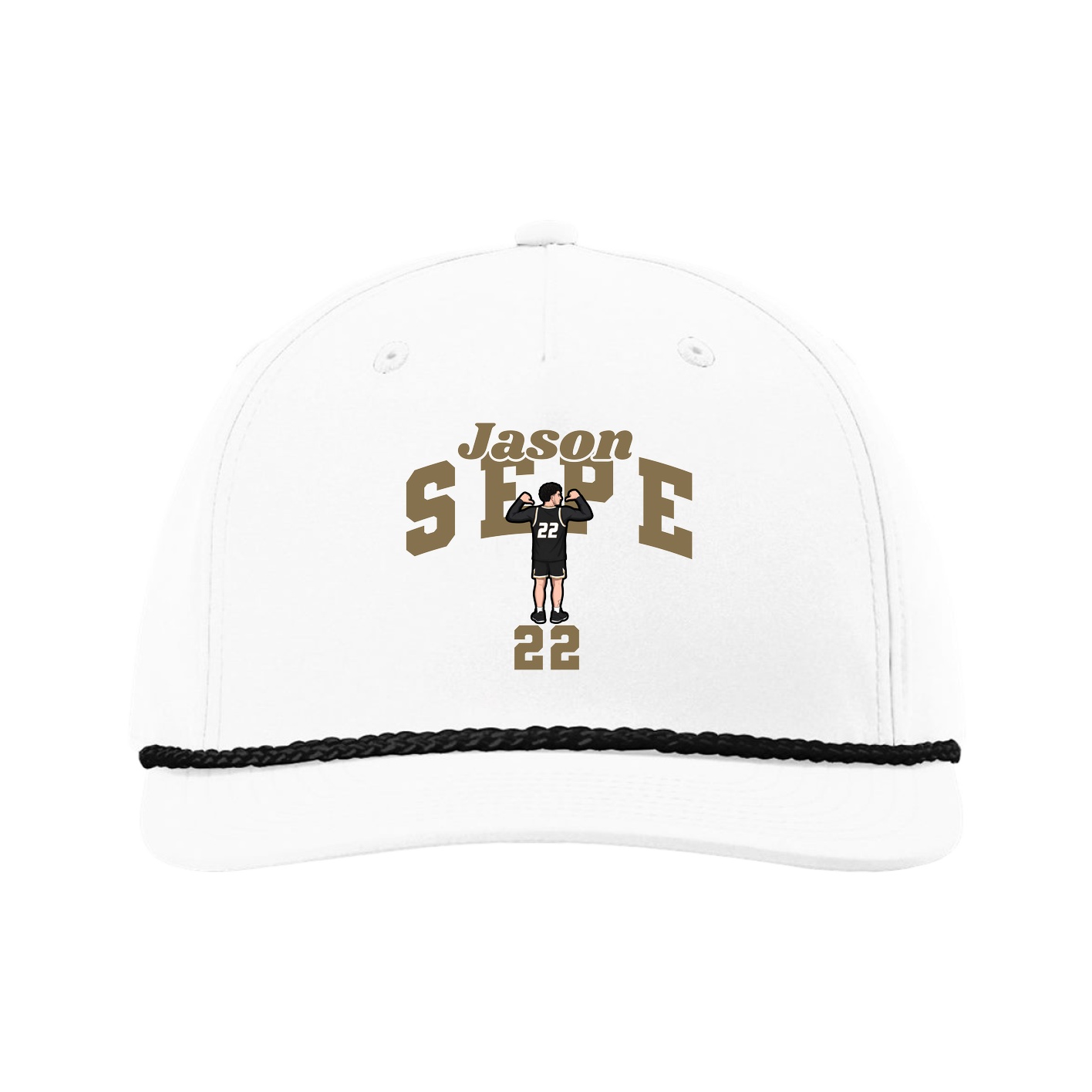 Five-Panel Classic Rope Cap — Signature Arch in White
