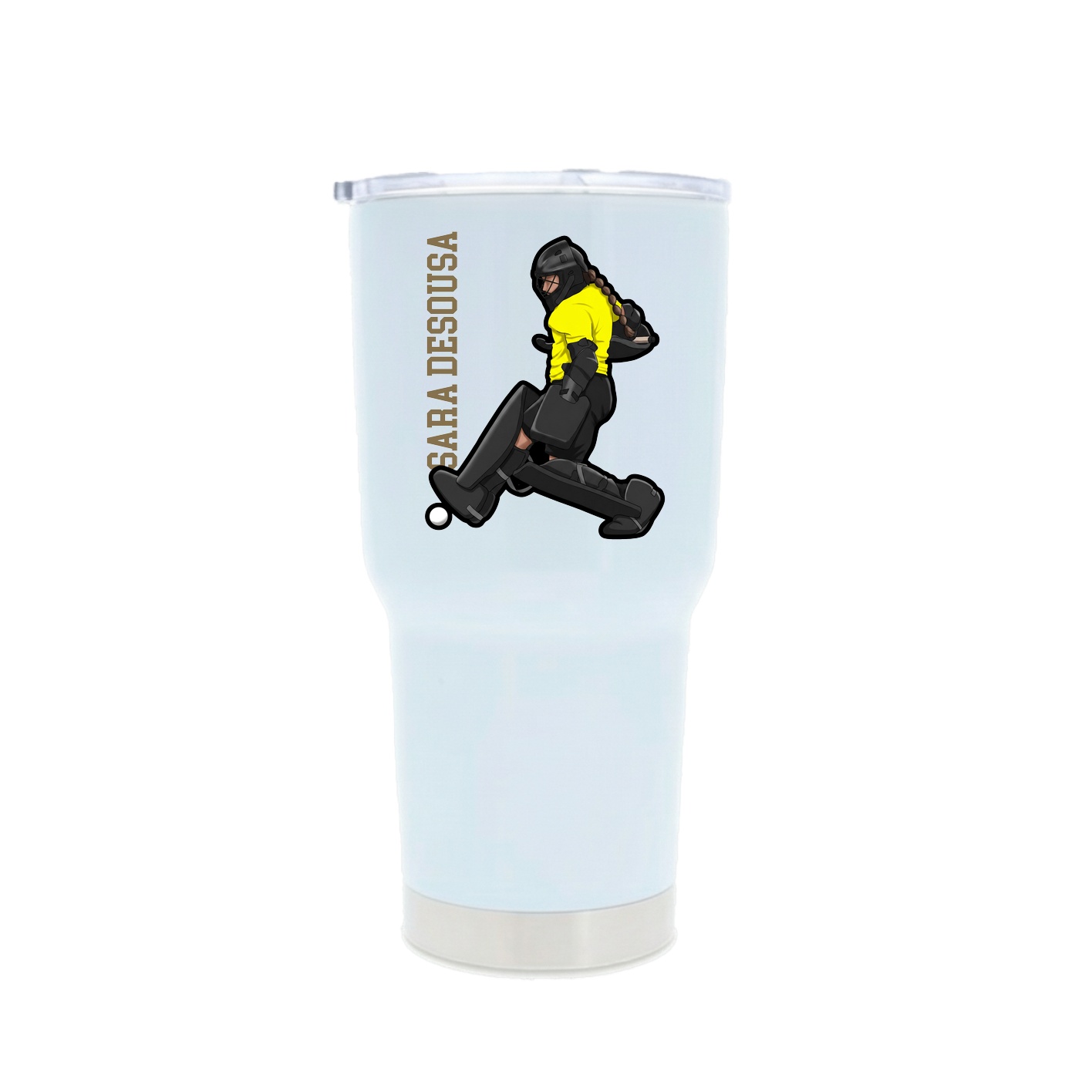 30oz Stainless Steel Tumbler — Name Vertical in White