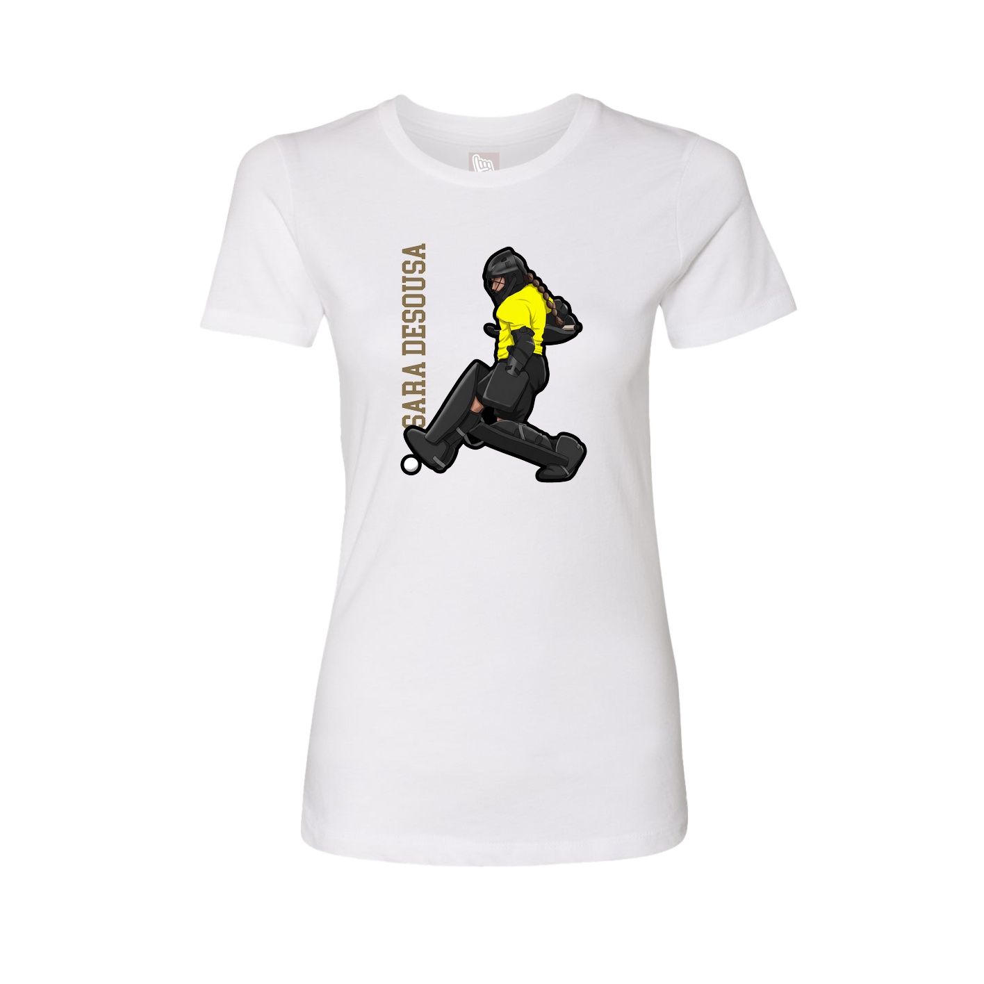 Fitted Women's Tee — Name Vertical in White