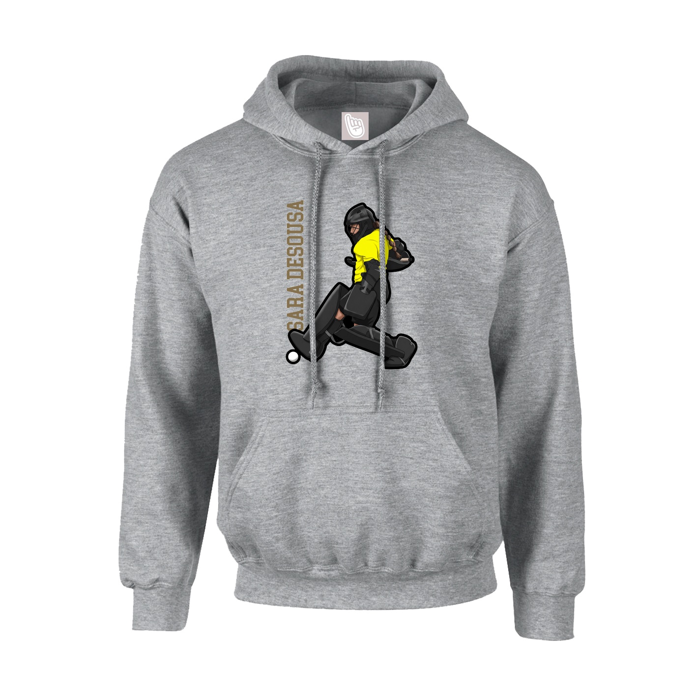 Hoodie — Name Vertical in Grey