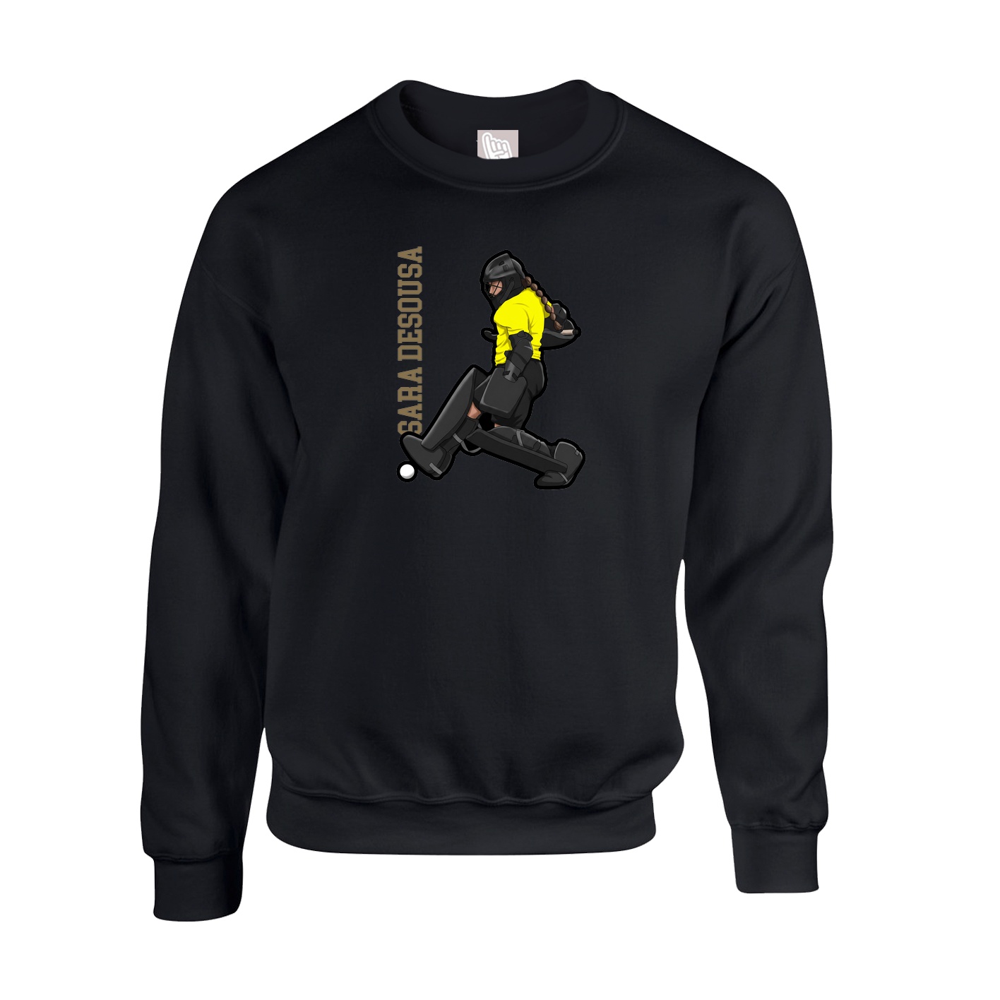 Fleece Crew — Name Vertical in Black