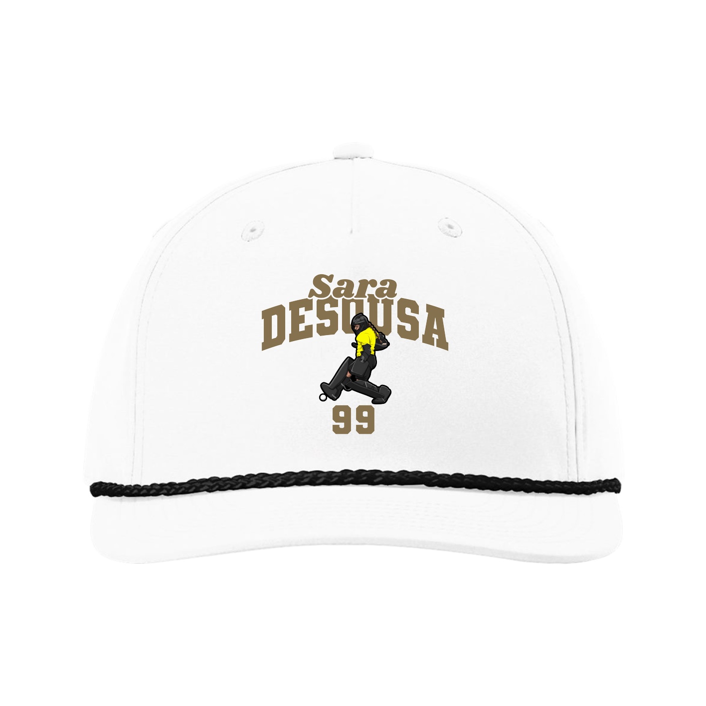 Five-Panel Classic Rope Cap — Signature Arch in White