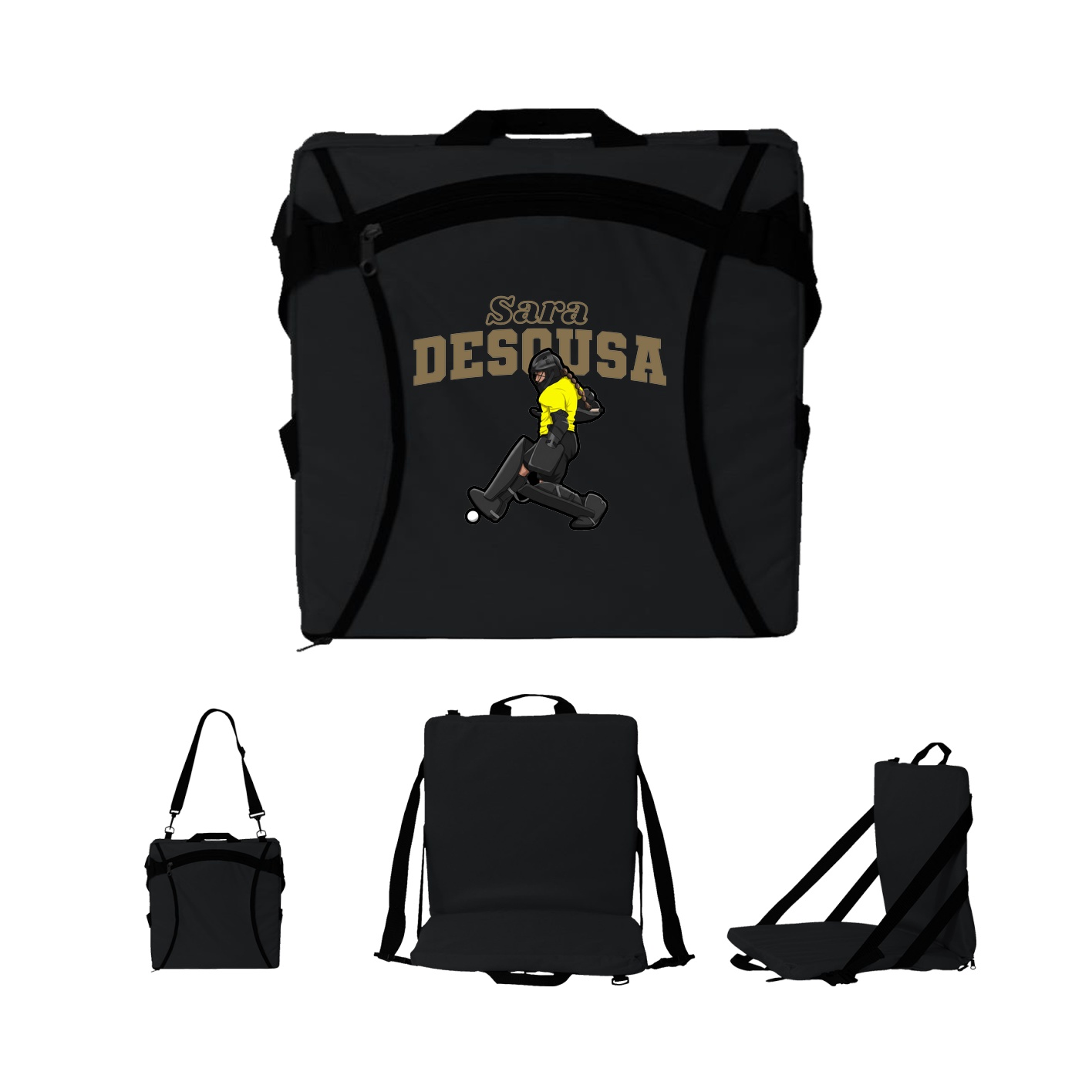 Folding Stadium Seat — Name Arch in Black