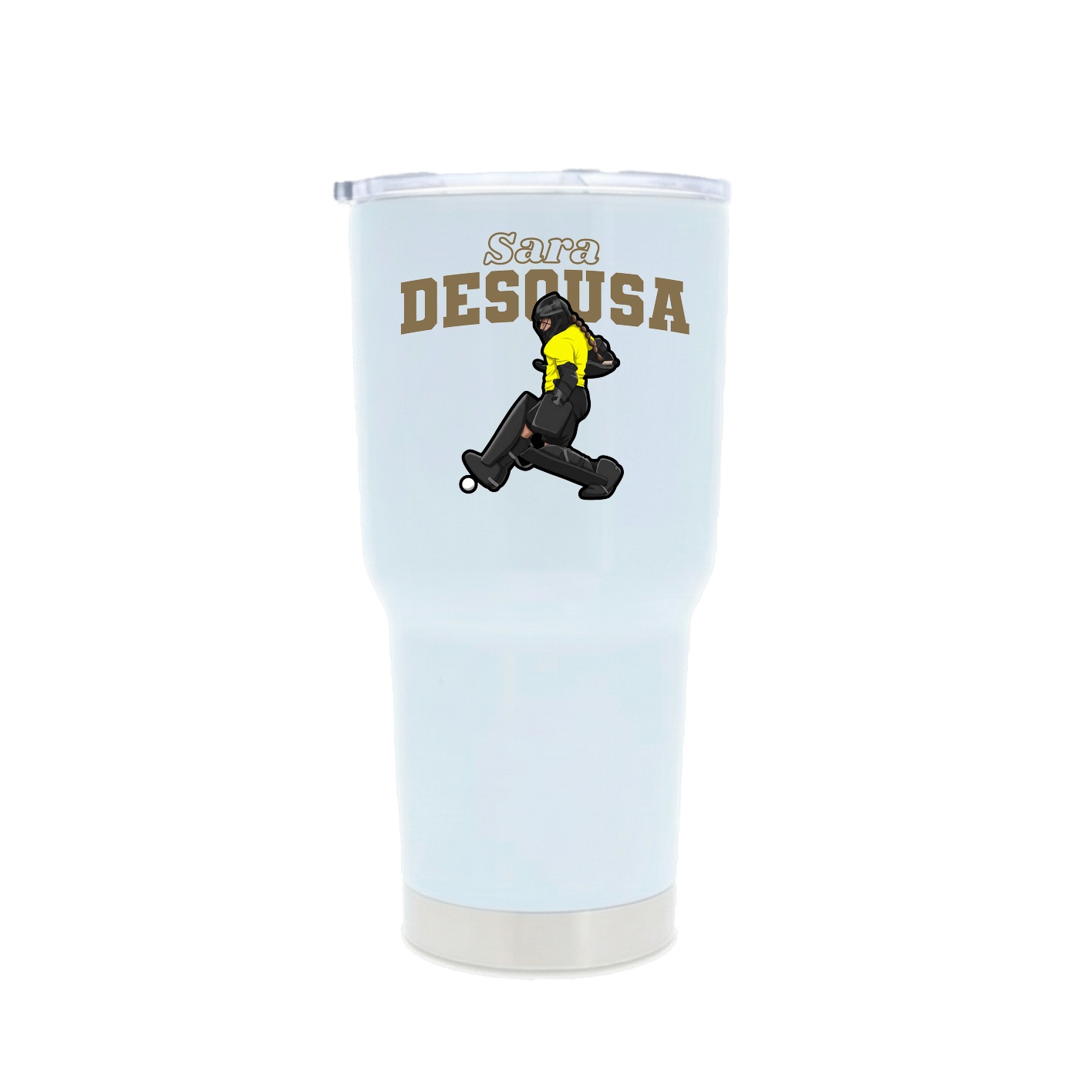 30oz Stainless Steel Tumbler — Name Arch in White