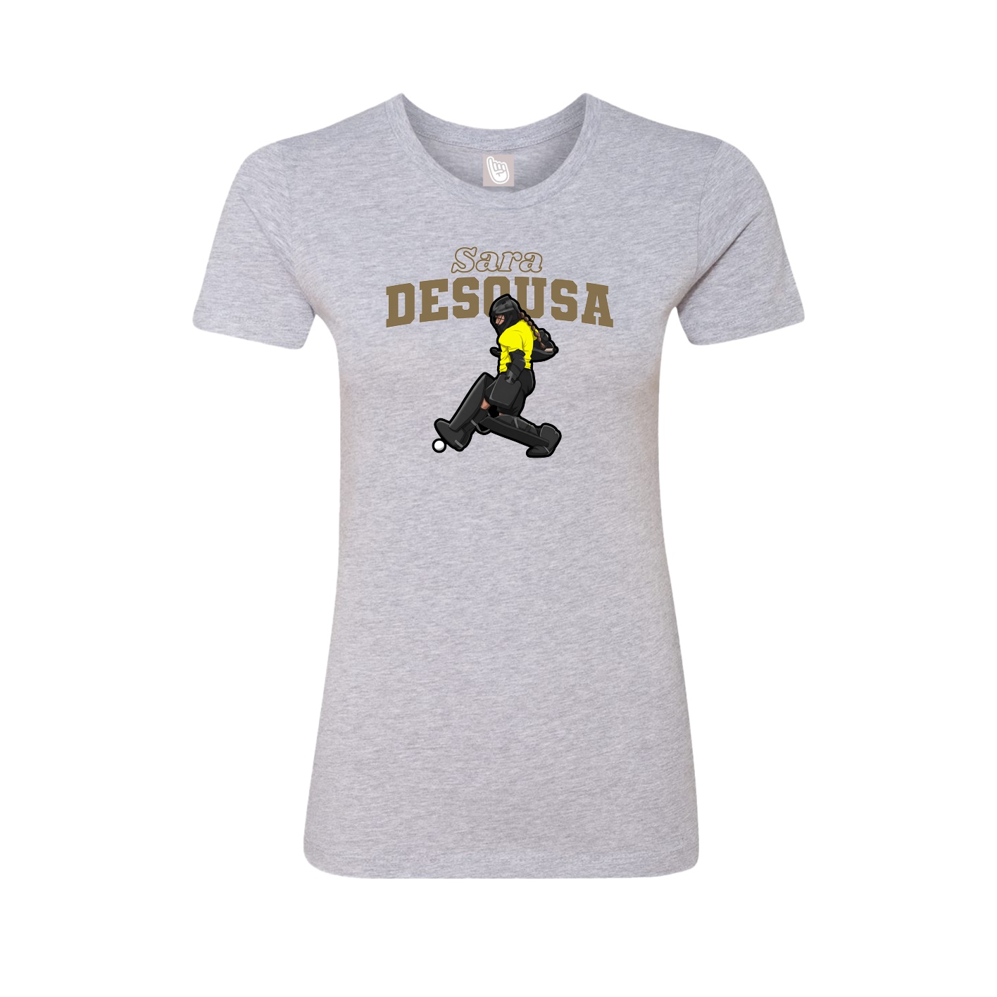 Fitted Women's Tee — Name Arch in Grey