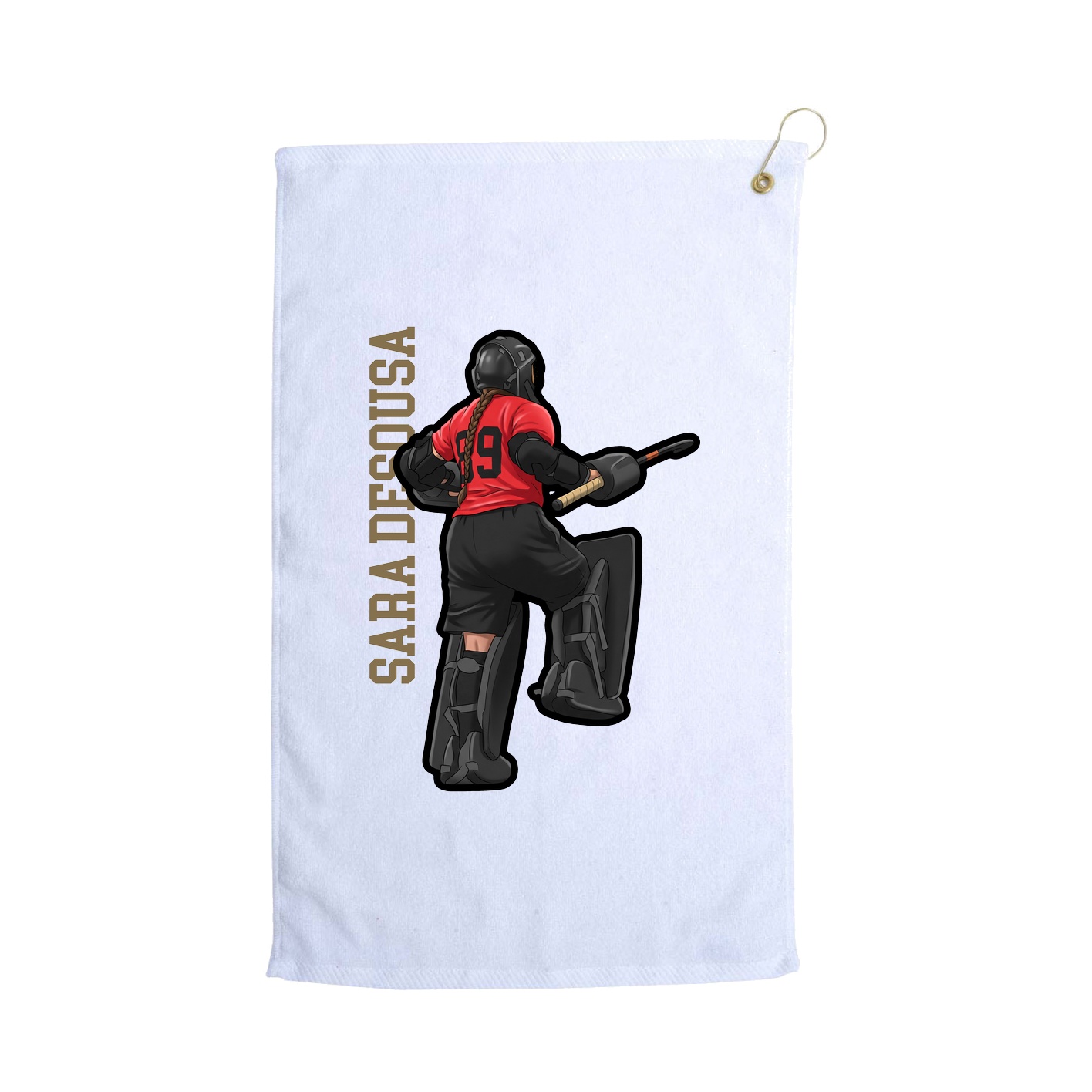 Golf Towel — Name Vertical in White