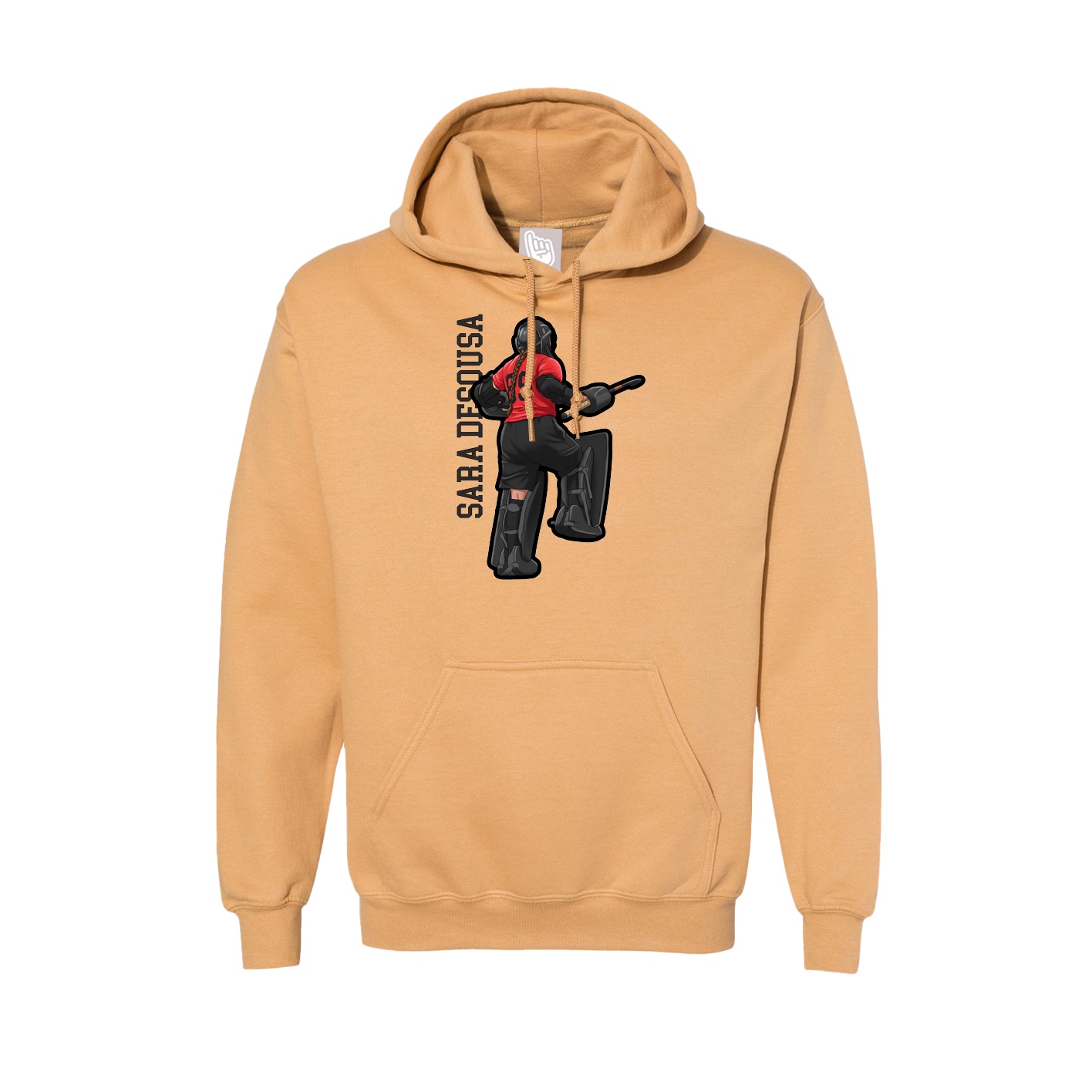 Hoodie — Name Vertical in Vegas Gold