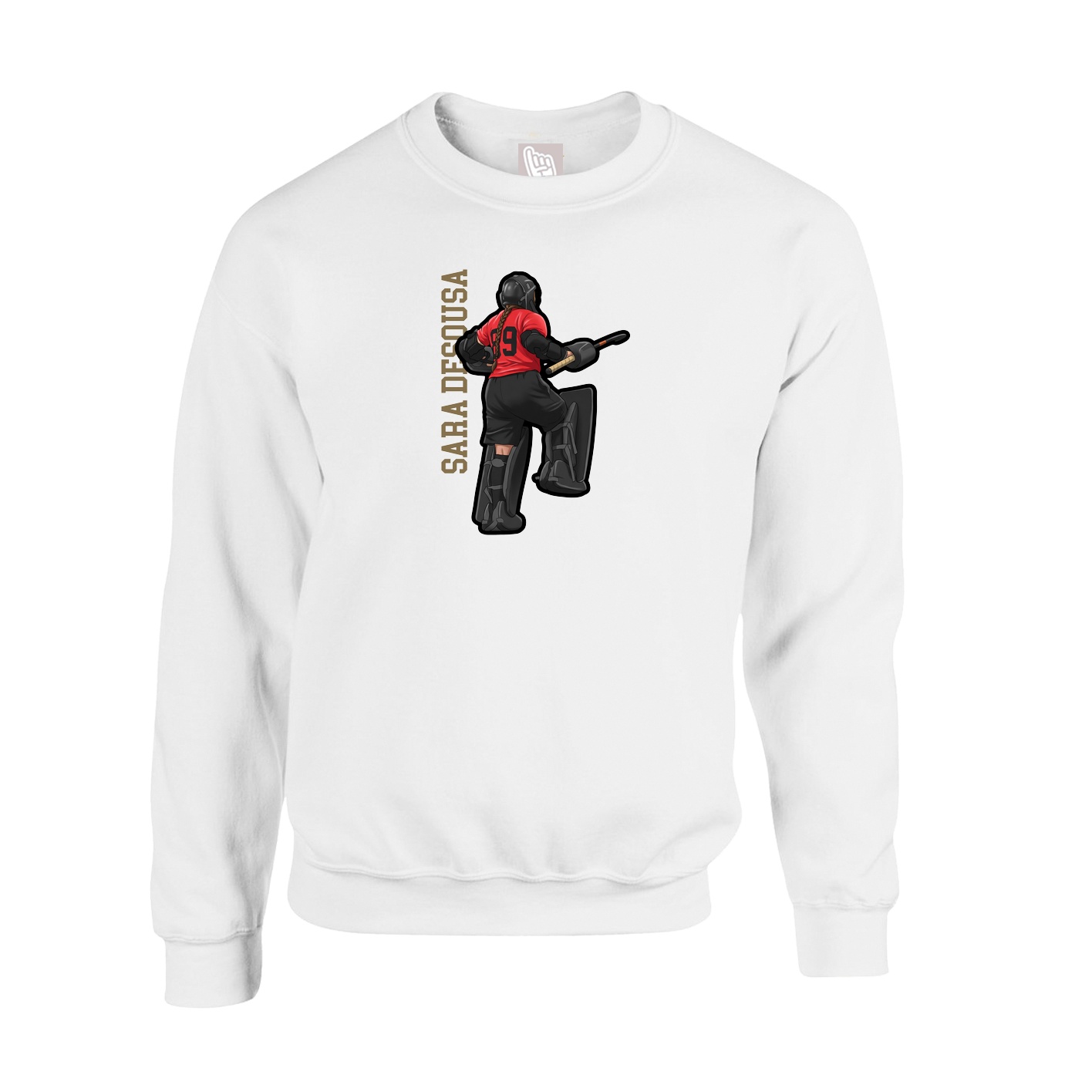 Fleece Crew — Name Vertical in White