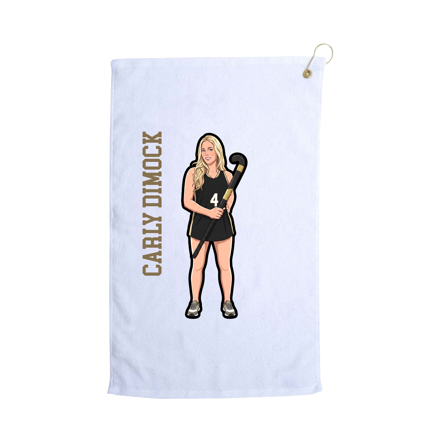 Golf Towel — Name Vertical in White