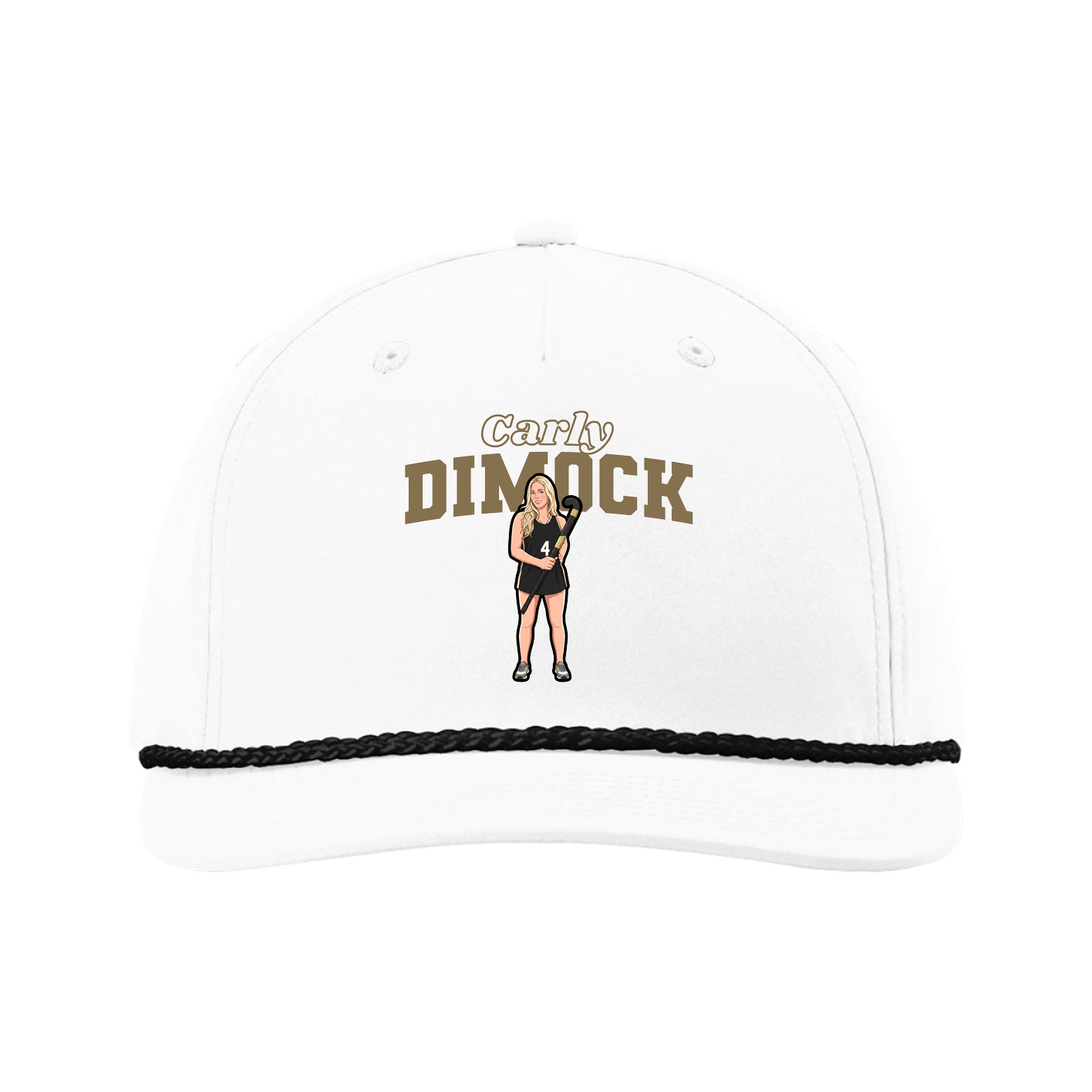 Five-Panel Classic Rope Cap — Name Arch in White