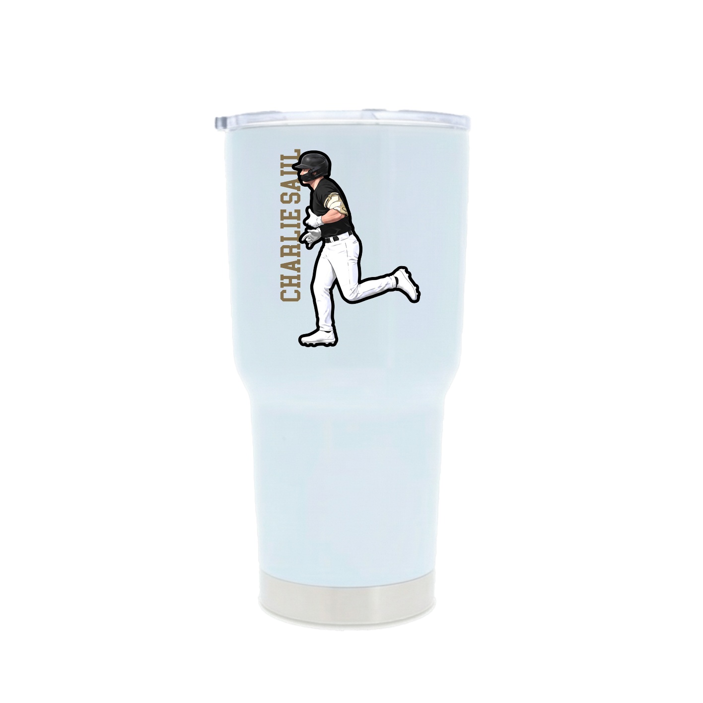 30oz Stainless Steel Tumbler — Name Vertical in White