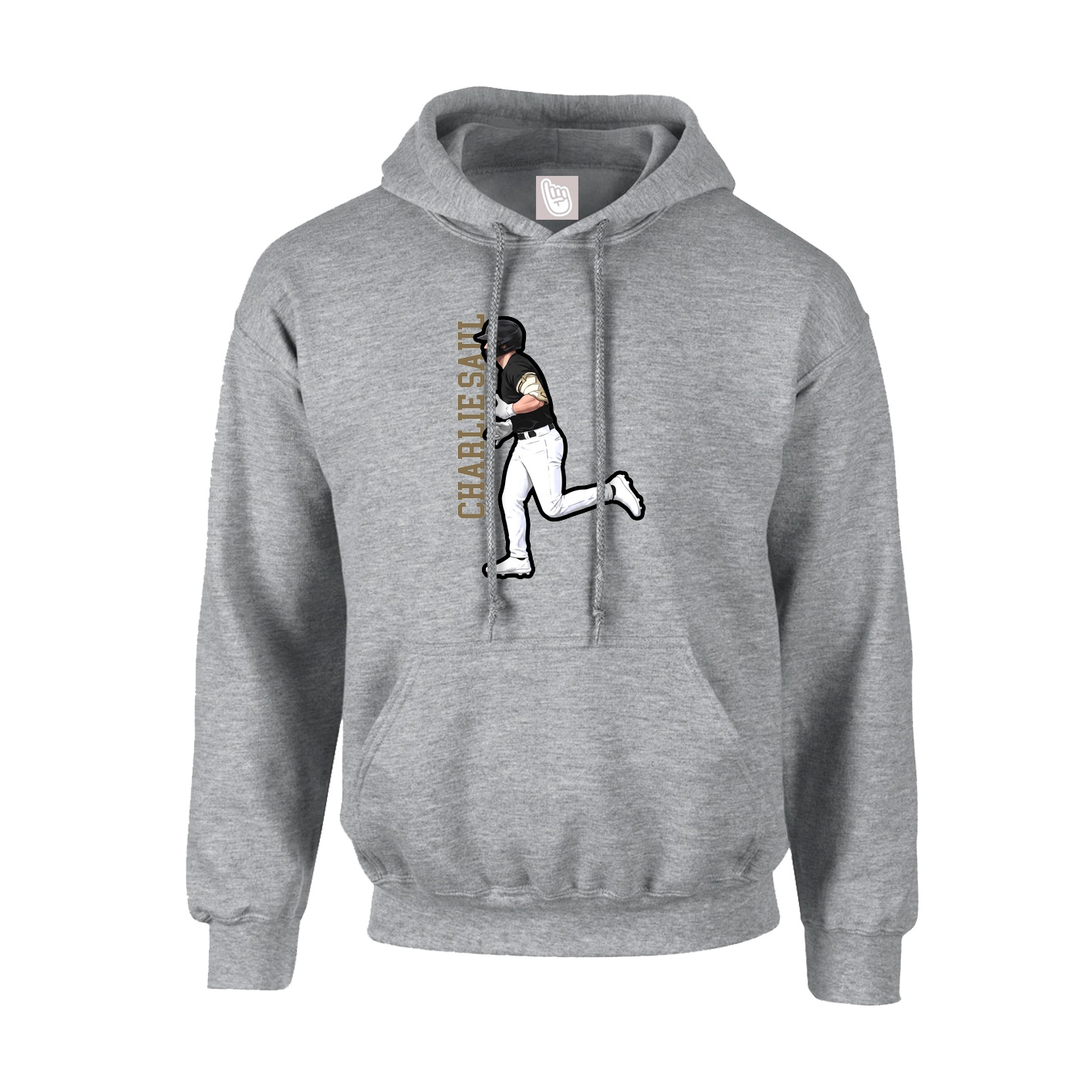 Youth Hoodie — Name Vertical in Grey