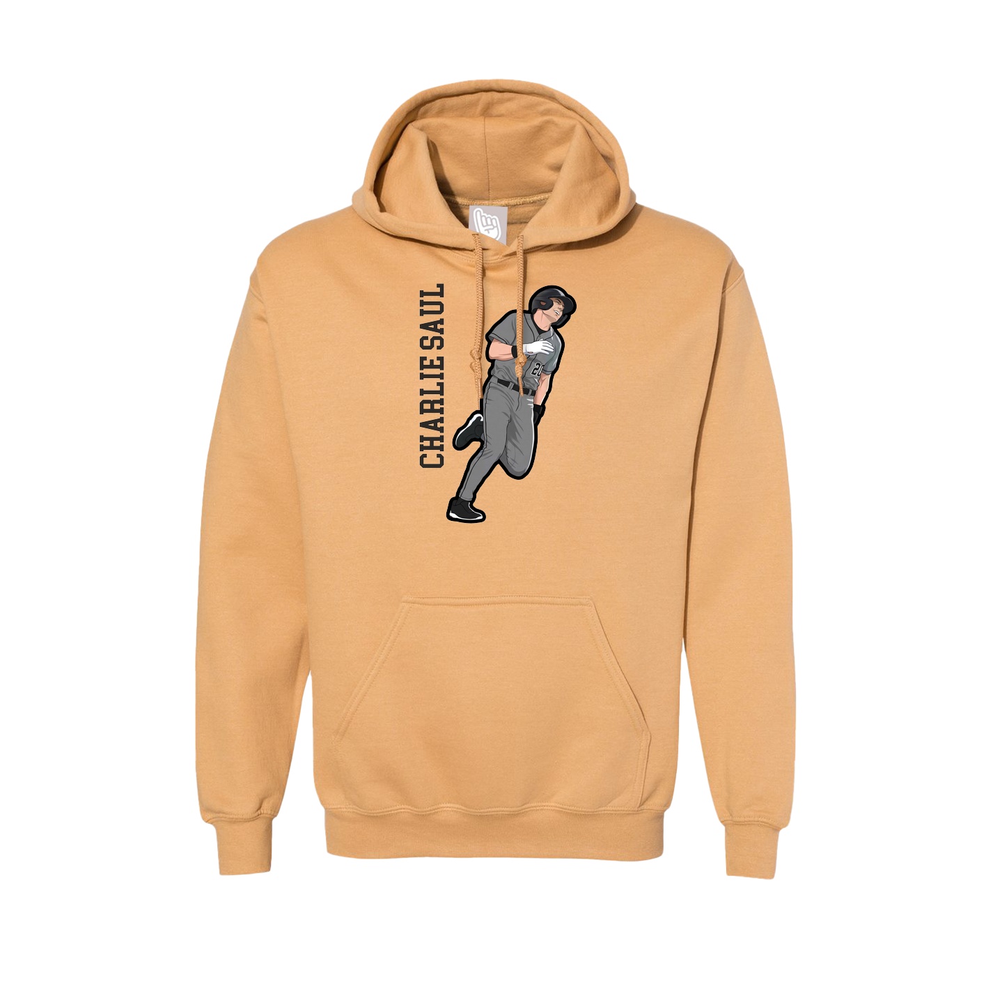 Hoodie — Name Vertical in Vegas Gold