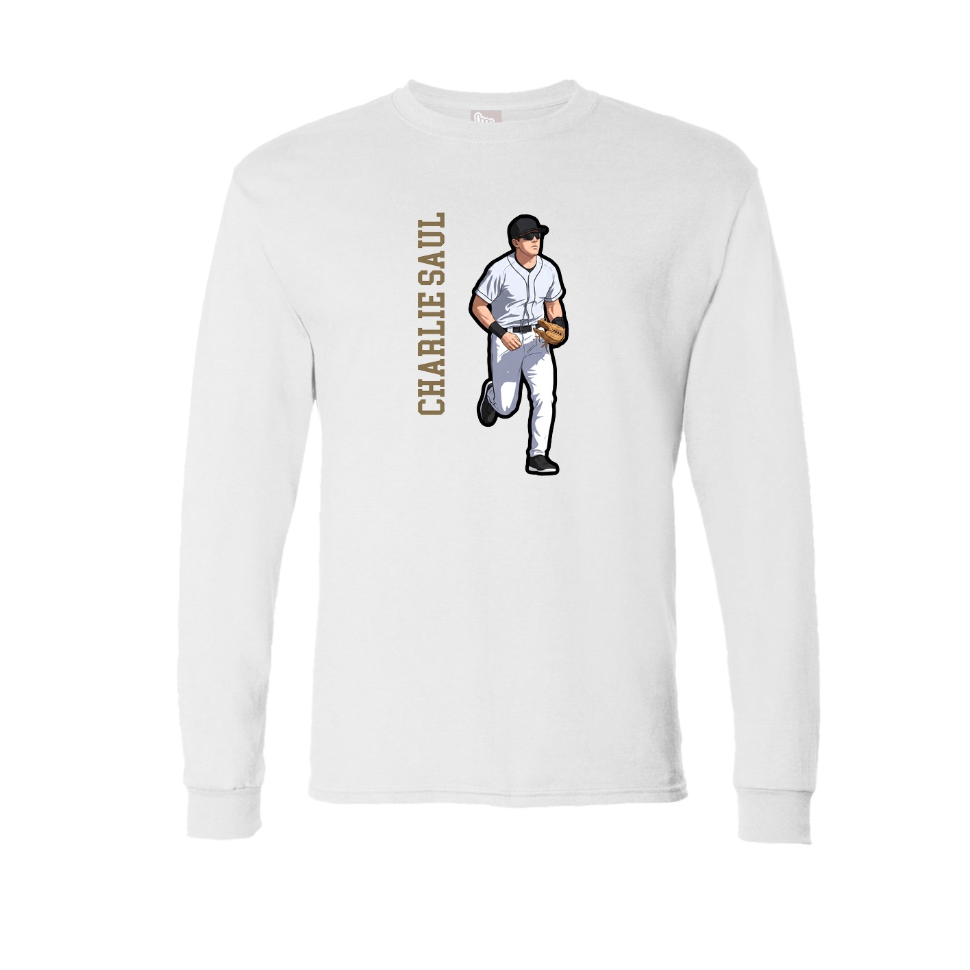 Long Sleeve Tee — Name Vertical in White