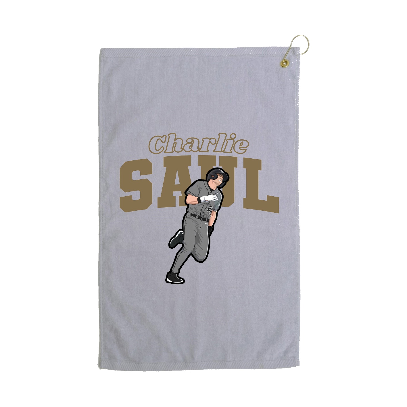 Golf Towel — Name Arch in Grey