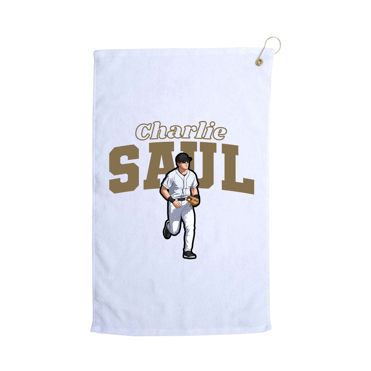 Golf Towel — Name Arch in White