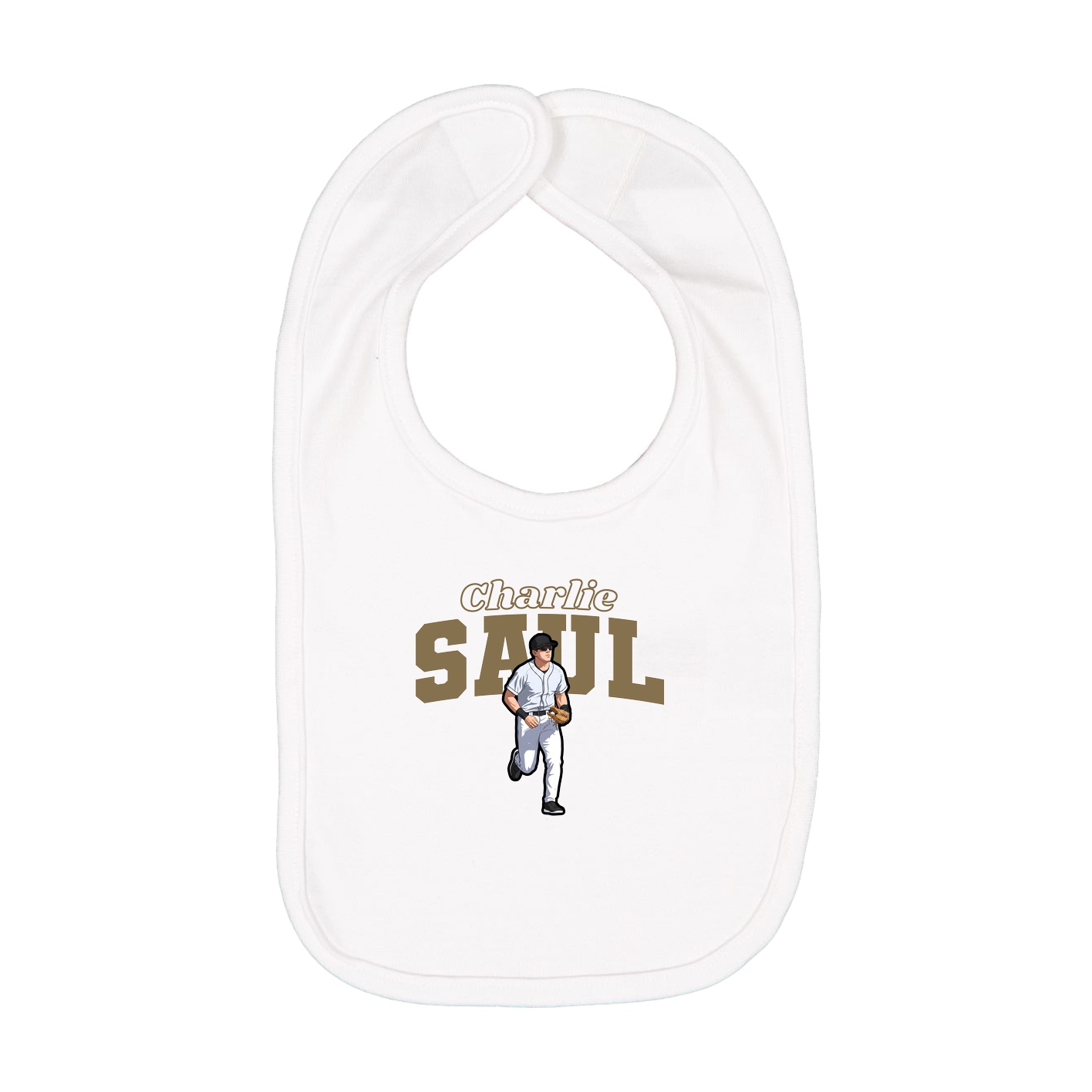 Infant Bib — Name Arch in White