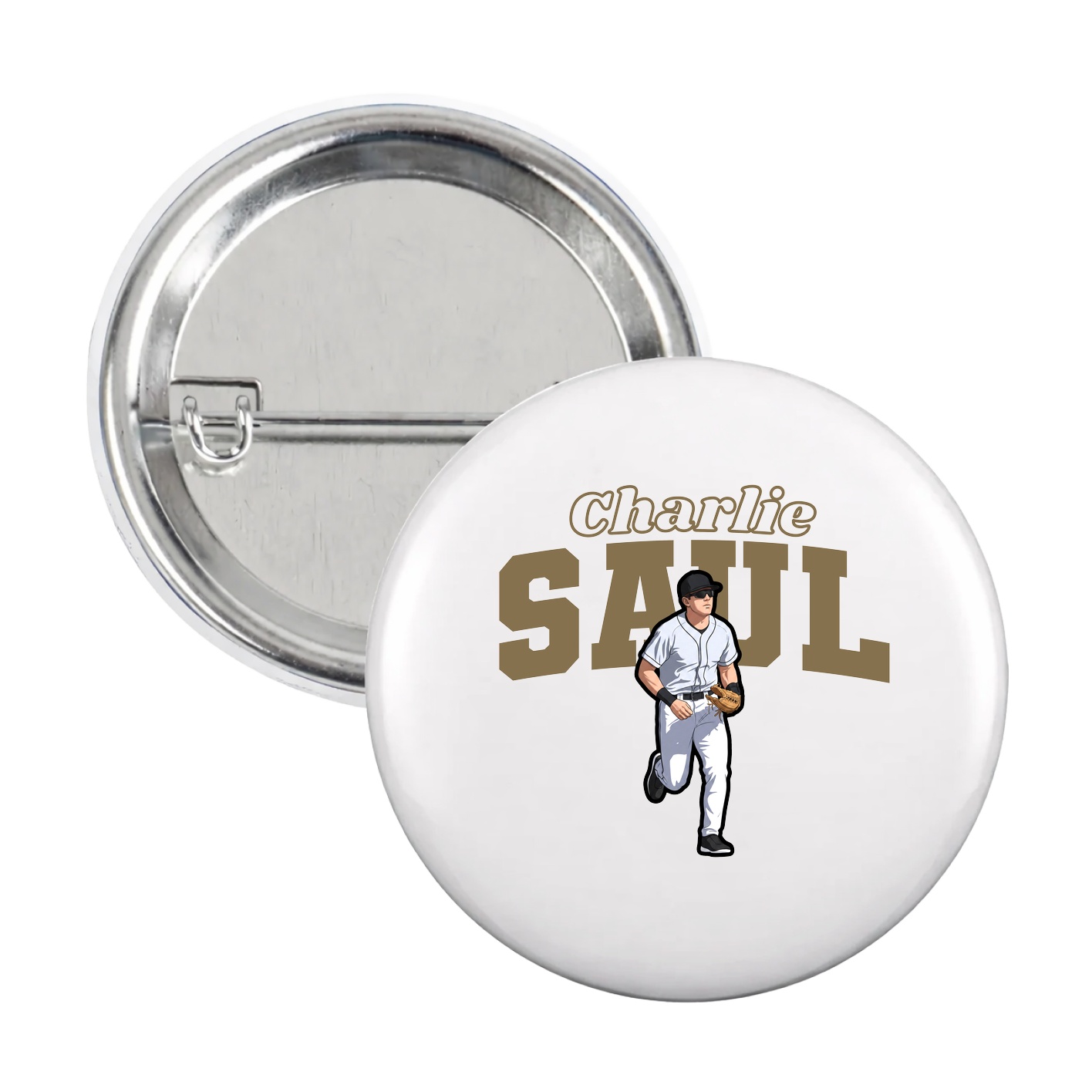 Game Day Button — Name Arch in White