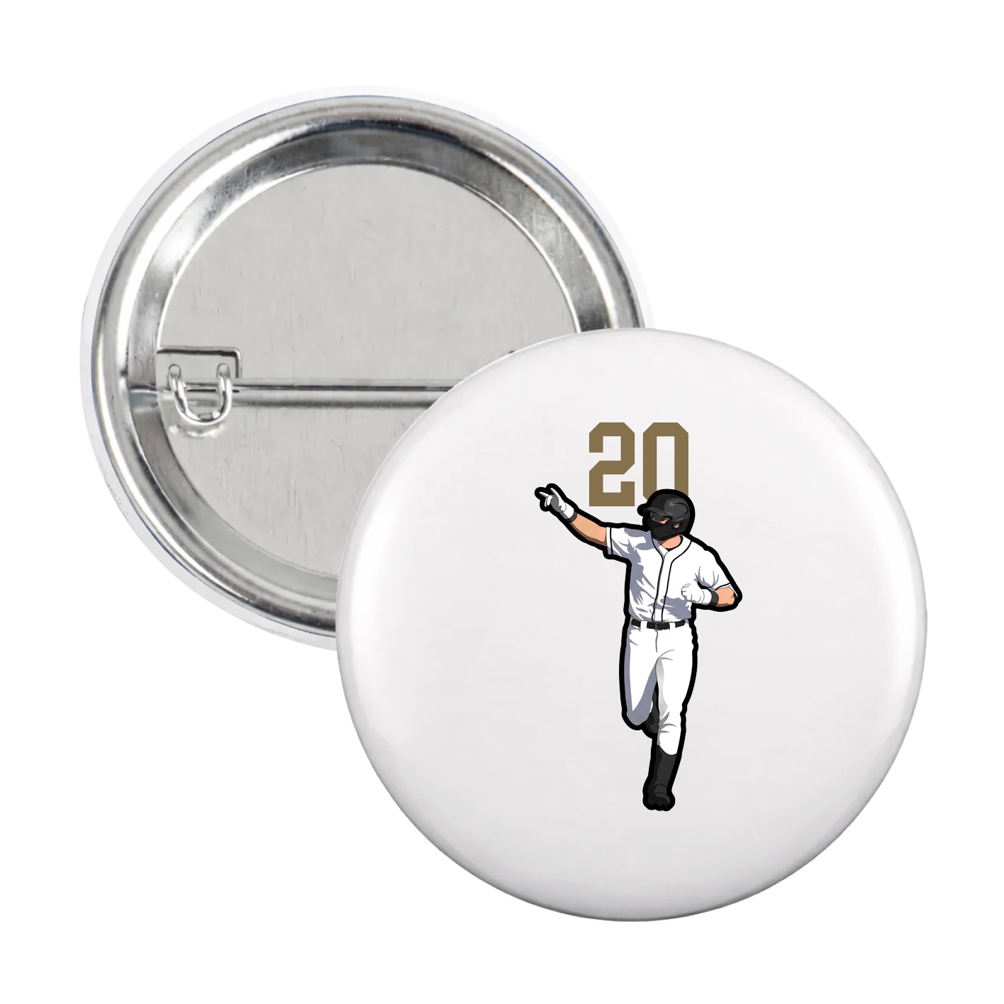 Game Day Button — Number Top in White