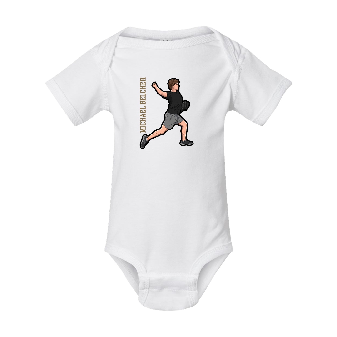 Baby Onesie — Name Vertical in White