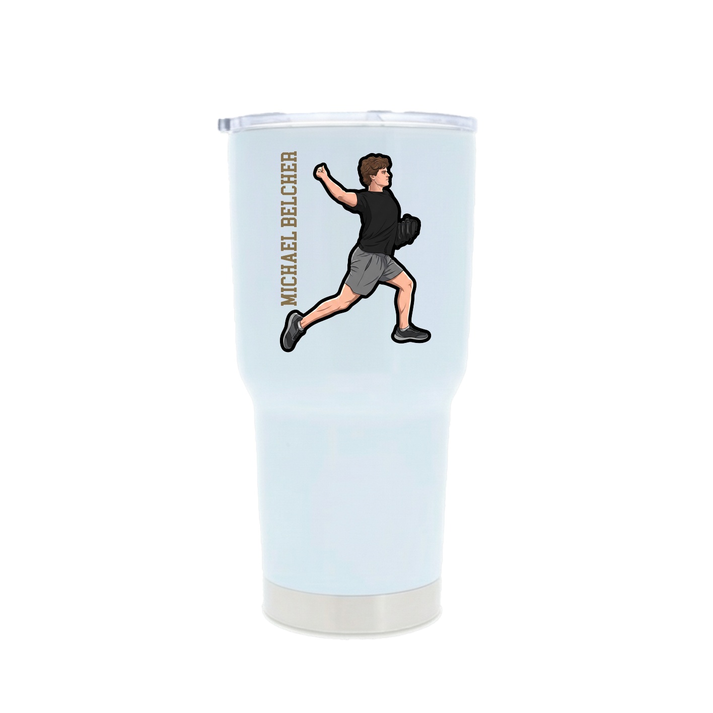 30oz Stainless Steel Tumbler — Name Vertical in White