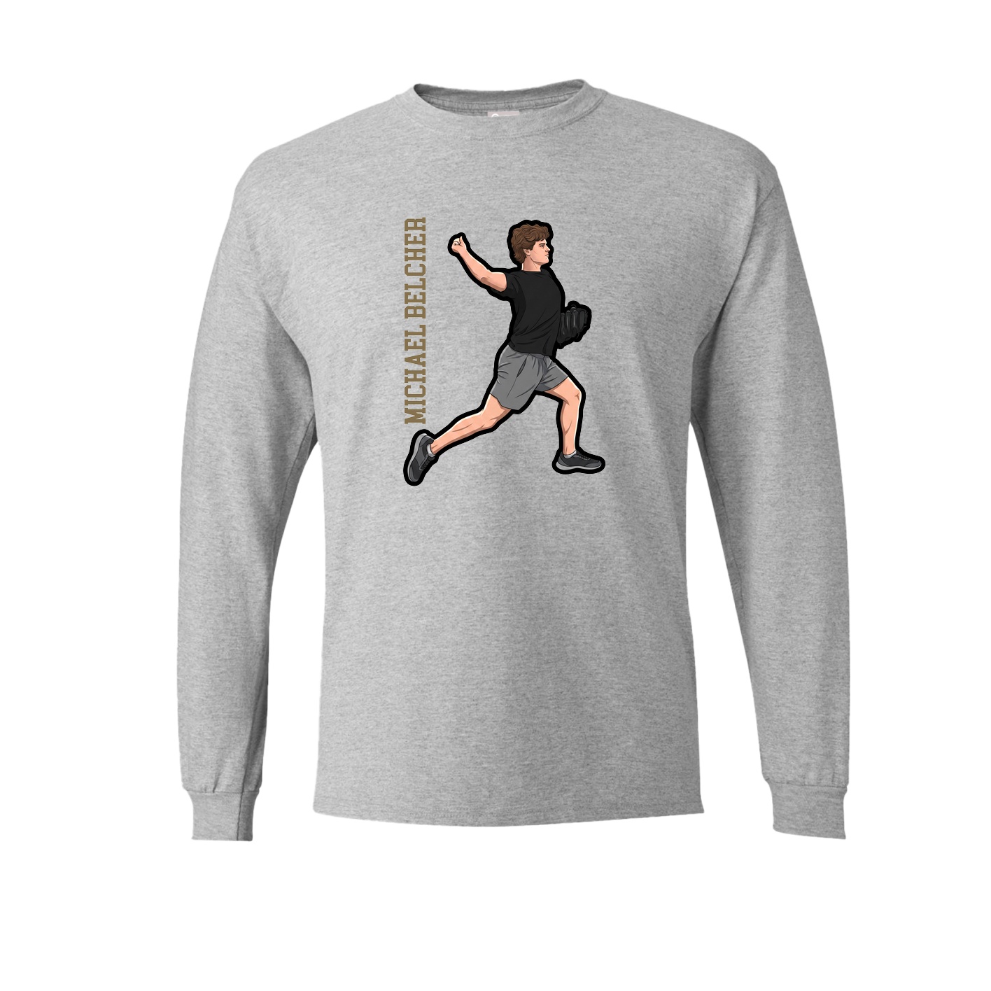 Long Sleeve Tee — Name Vertical in Grey