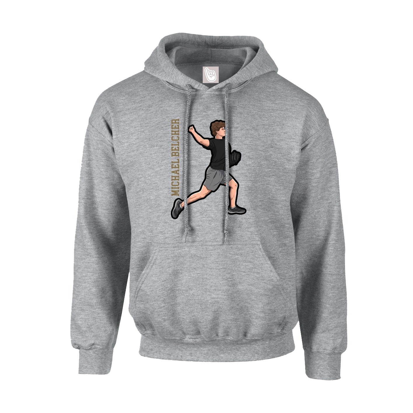 Hoodie — Name Vertical in Grey