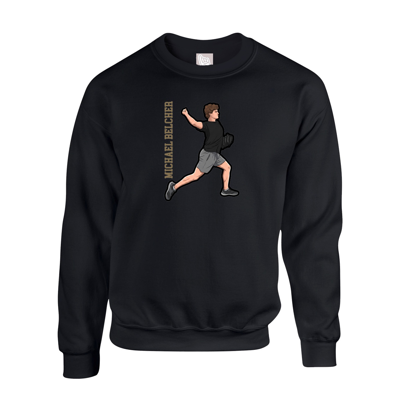 Fleece Crew — Name Vertical in Black