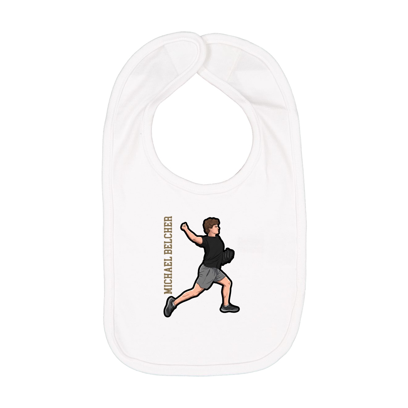 Infant Bib — Name Vertical in White