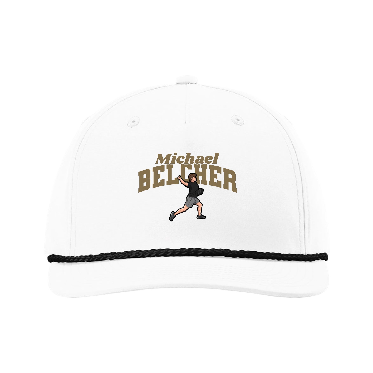Five-Panel Classic Rope Cap — Signature Arch in White