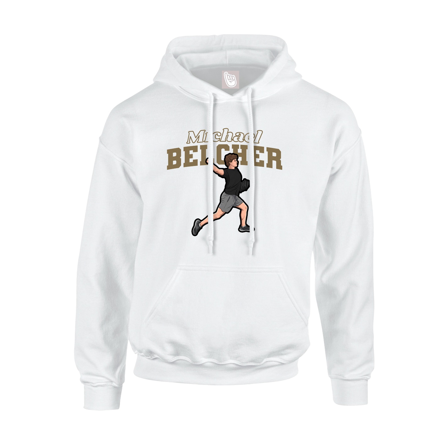 Youth Hoodie — Name Arch in White