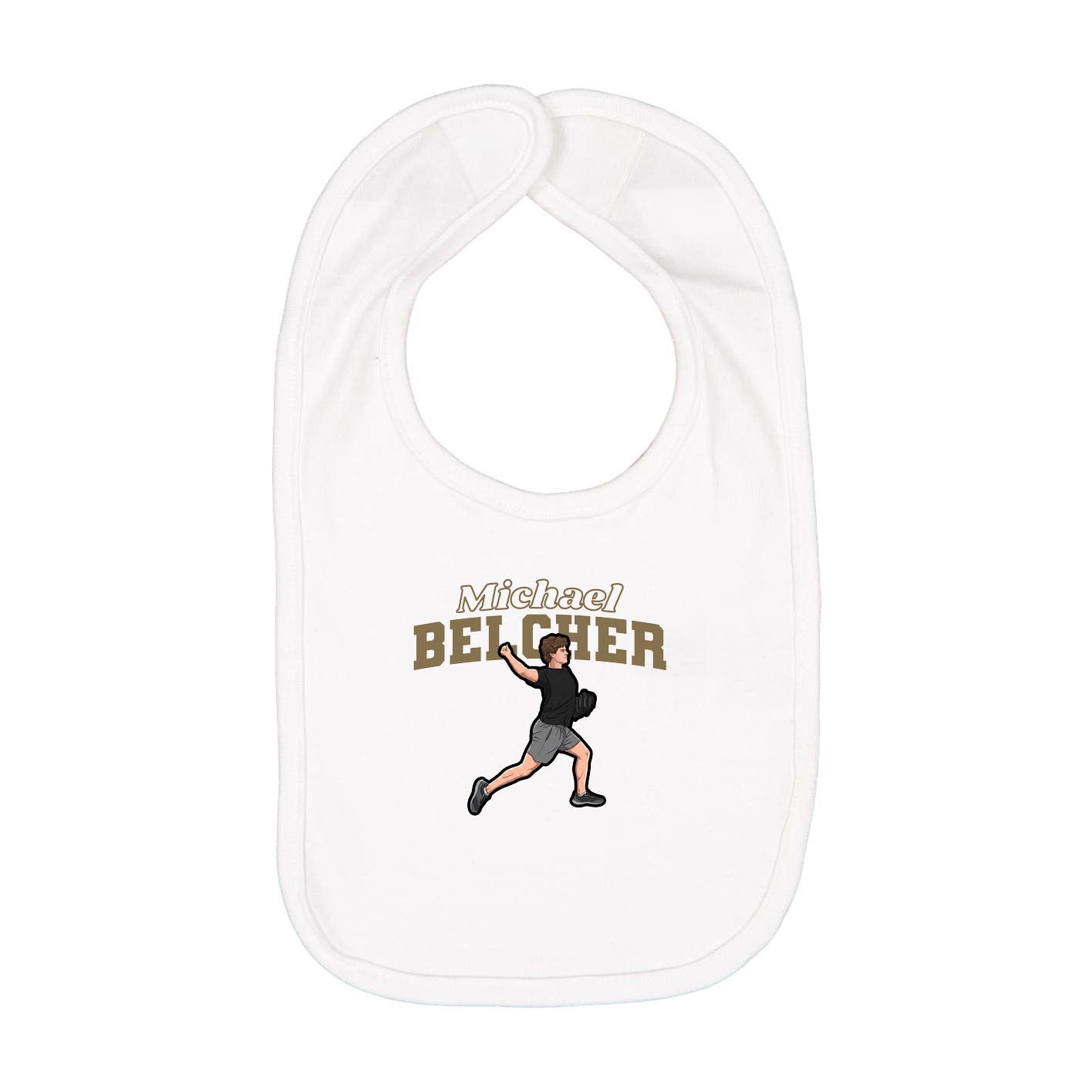 Infant Bib — Name Arch in White