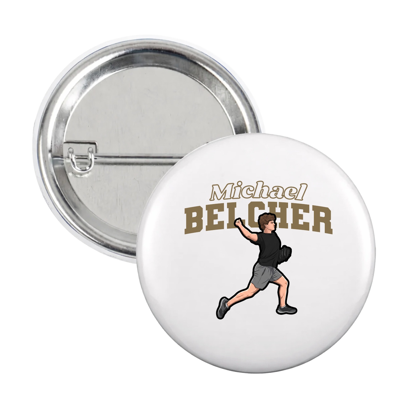 Game Day Button — Name Arch in White