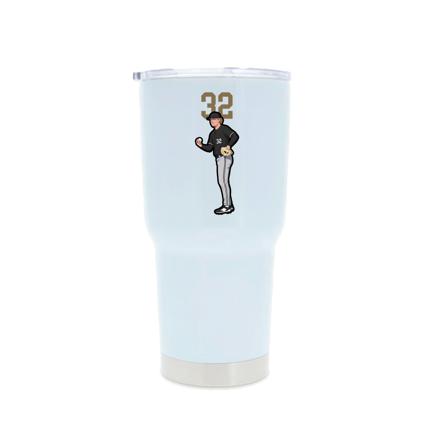 30oz Stainless Steel Tumbler — Number Top in White