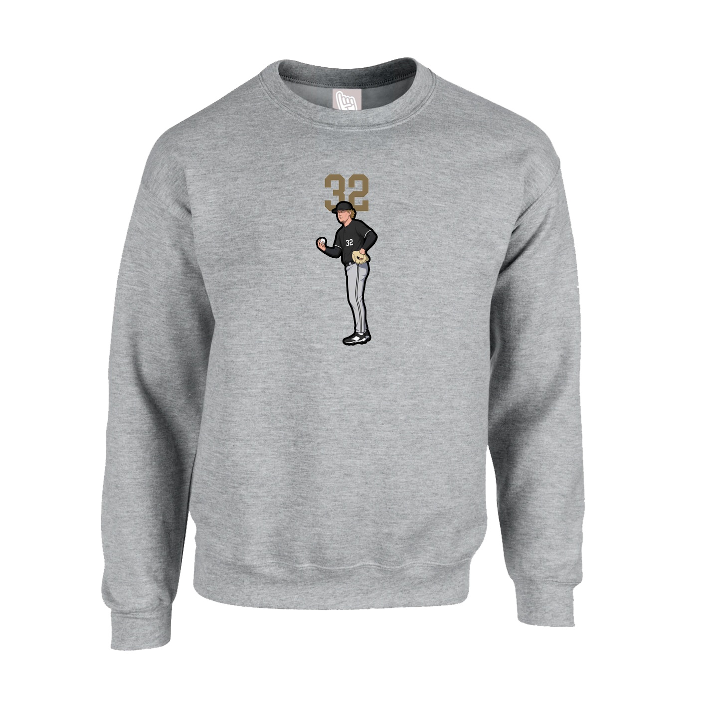Fleece Crew — Number Top in Grey