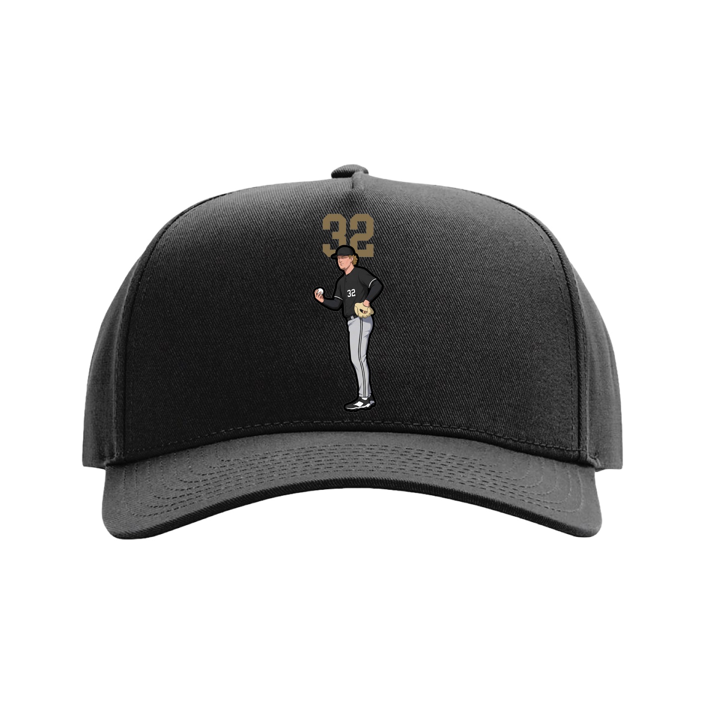 Full Fabric Five-Panel Champ Cap — Number Top in Black