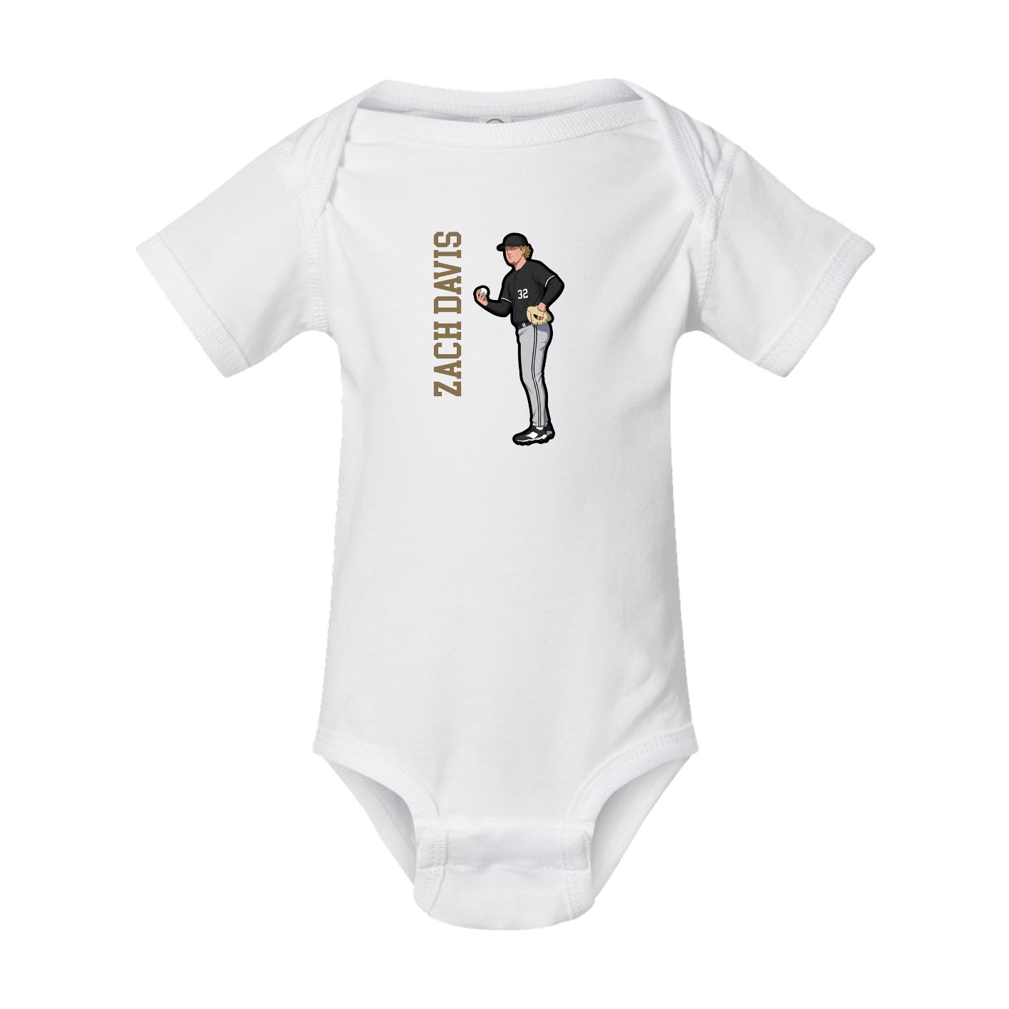 Baby Onesie — Name Vertical in White